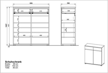 möbelando Kommode 401 (BxHxT: 96x103x40 cm), in braun, hellbraun mit 2 Schubladen und 2 Türen