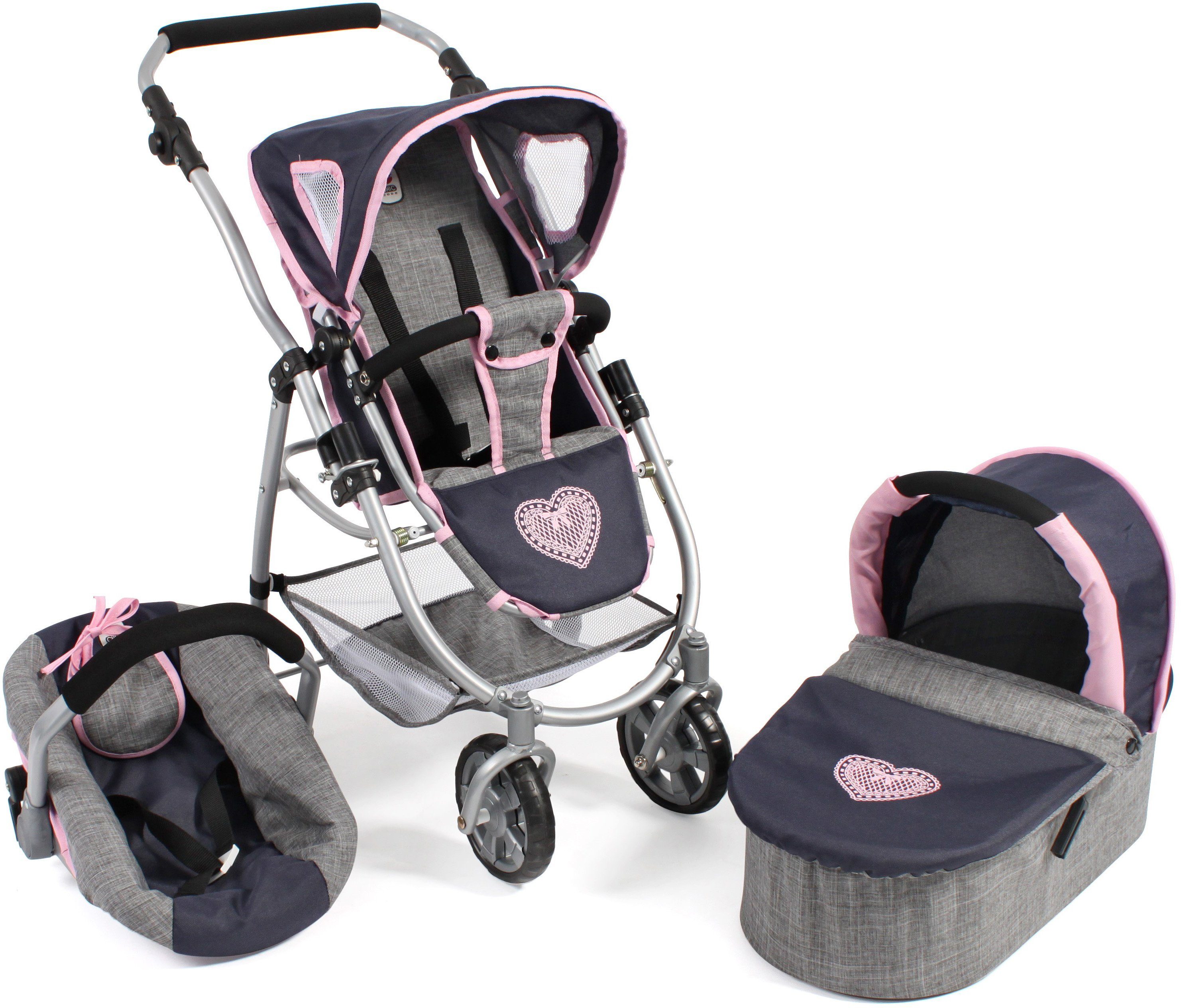 CHIC2000 Kombi-Puppenwagen Emotion All In 3in1, Grau-Navy, inkl. Babywanne, günstig online kaufen