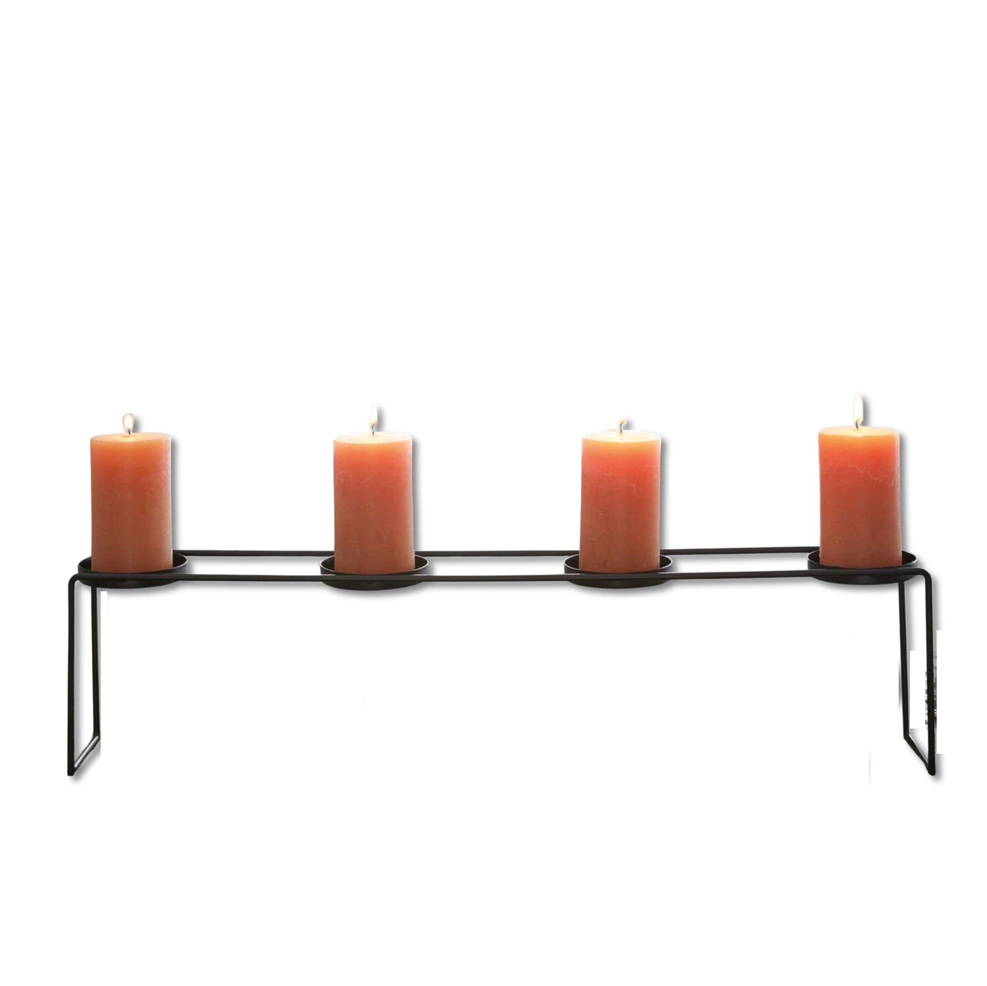 Dekoleidenschaft Kerzenhalter QUATTRO Metall schwarz, Kerzenständer für 4 Stumpenkerzen / Teelichter, 59 cm lang