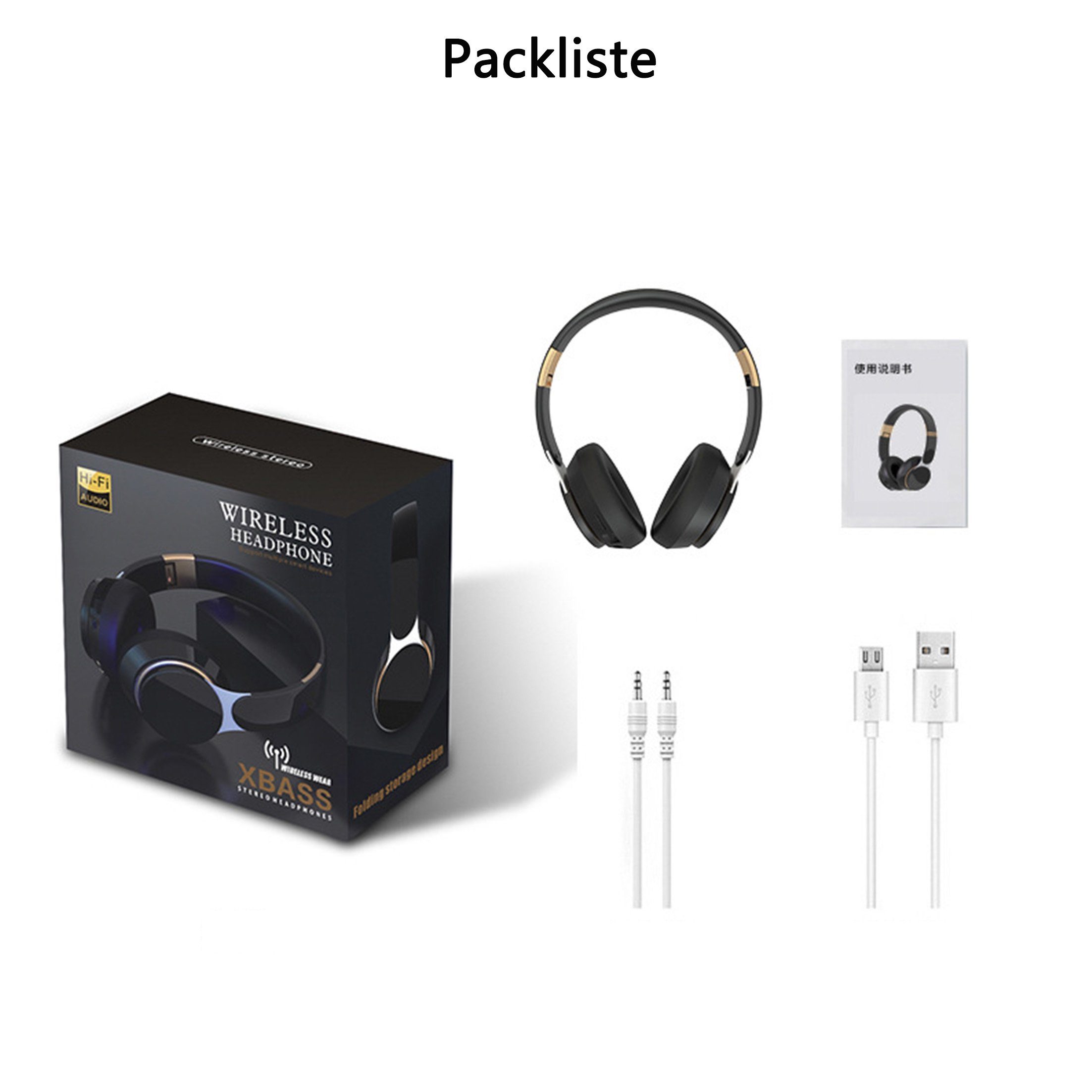 Diida Kabellose Kopfhörer,Sport-Kopfhörer,Bluetooth,Kabelgebundene Over-Ear-Kopfhörer (Einziehbar Blau und faltbar, Stereo-Ton)