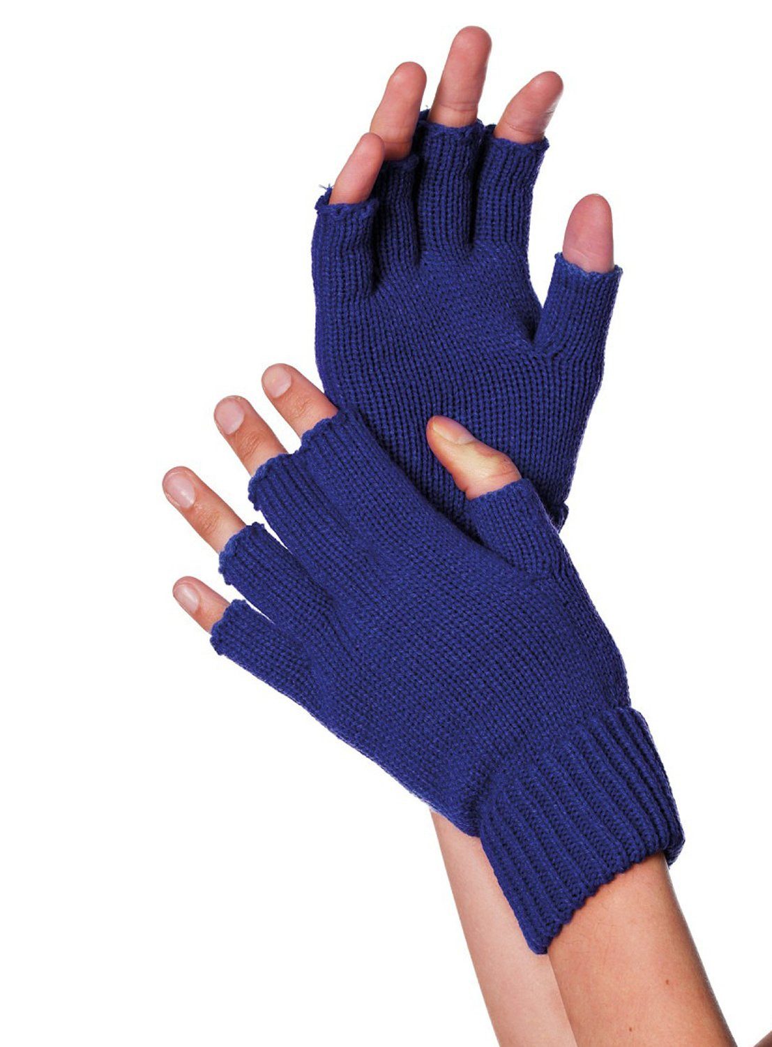 Kostüm Fingerlose Stoffhandschuhe blau