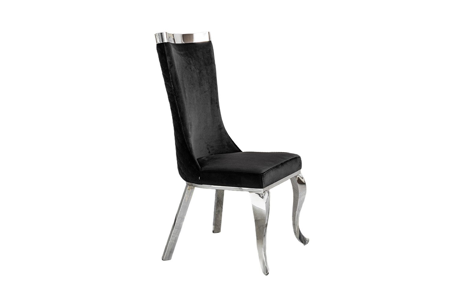 KAWOLA Esszimmerstuhl SELENA gesteppte Rückseite, Edelstahlfüße (1 St), Esszimmerstuhl Velvet schwarz