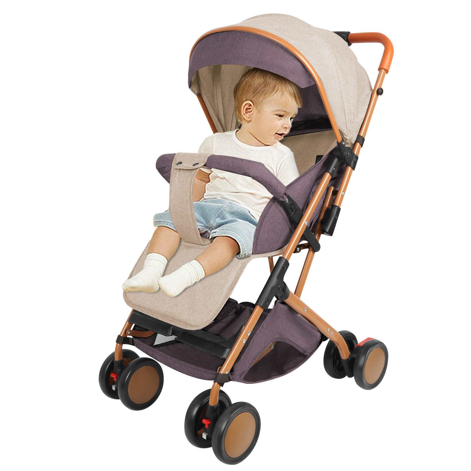 JEOBEST Kinder-Buggy Baby Kinderwagen, Kompakter Buggy, 0–4 Jahre, Zusammenklappen mit einer Hand, Liegeposition