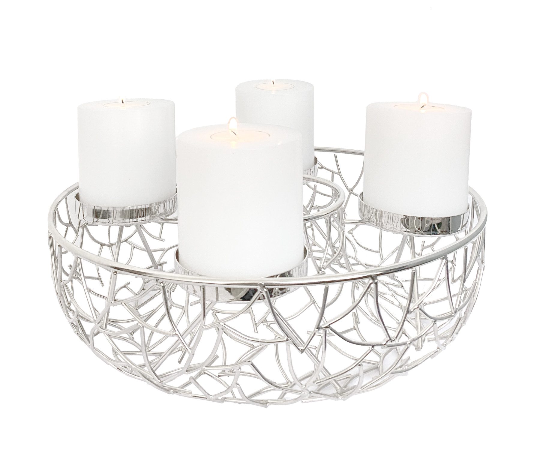 EDZARD Adventskranz Milano, Silber-Optik, glänzend, vernickelt, Ø 34 cm