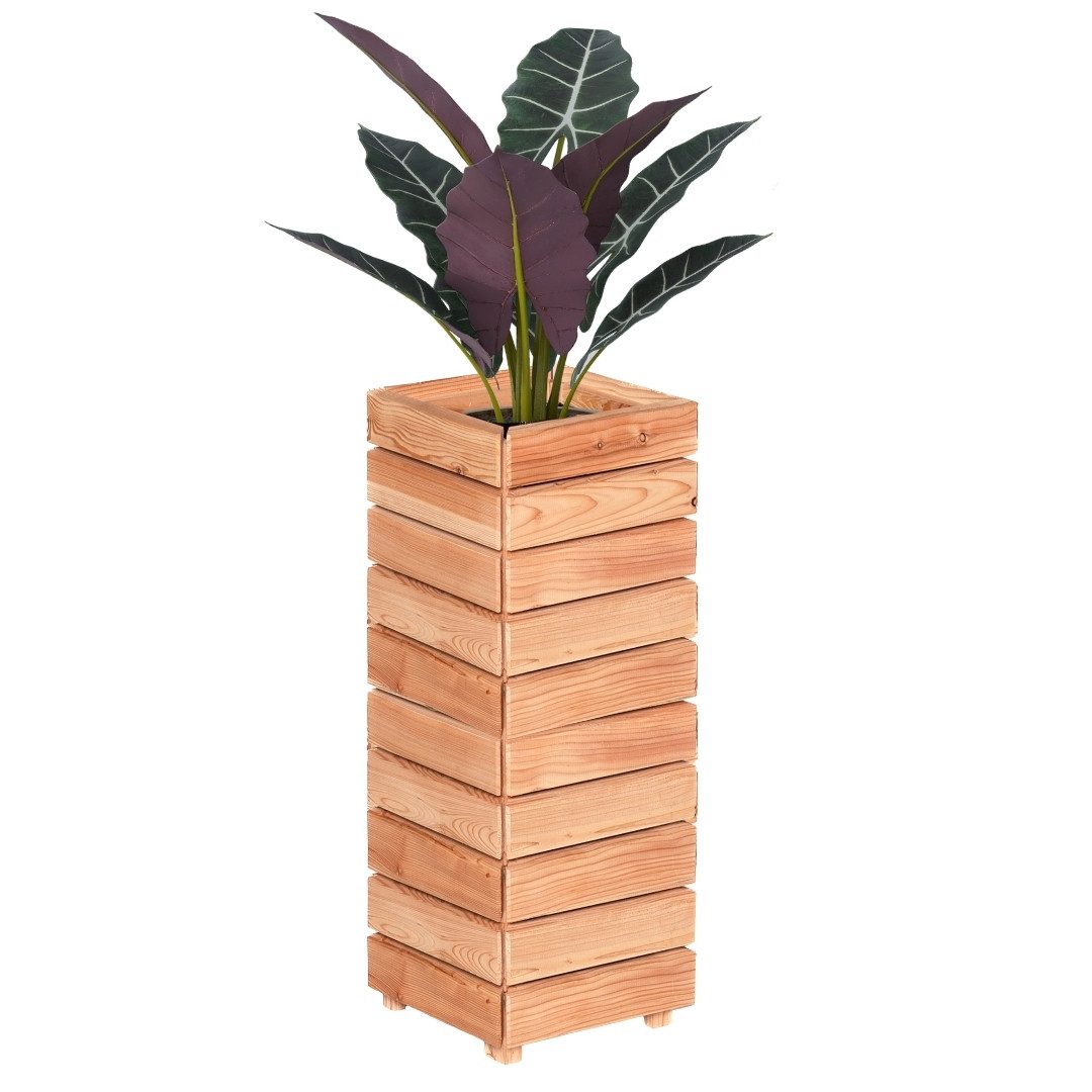 Mega-Holz Hochbeet Balkon-Hochbeet Lärche Holz MODULO- 30x30x75 cm (BxTxH) Naturbelassen (Funktionsset, 2er Set besteht aus 2x Pflanzkübel Modulo 30x30x39), Modular