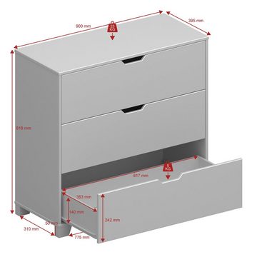 loft24 Kommode Lava, aus pflegeleichter MDF mit 3 Schubladen, Breite 90 cm