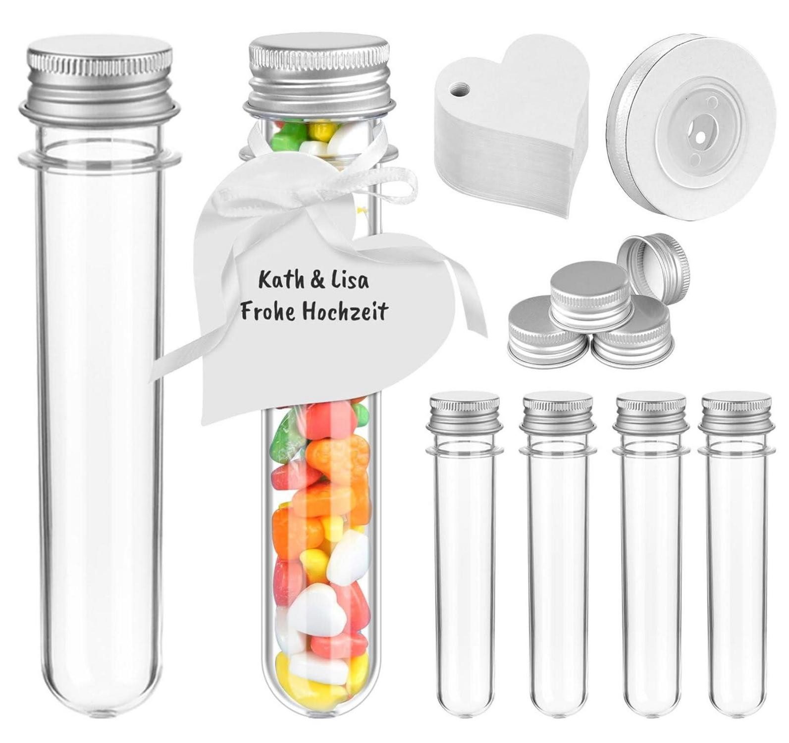 LuxusKollektion Einweggläser 15 Reagenzgläser Schraubverschluss Hochzeit Süßigkeiten 45ml 25x140mm