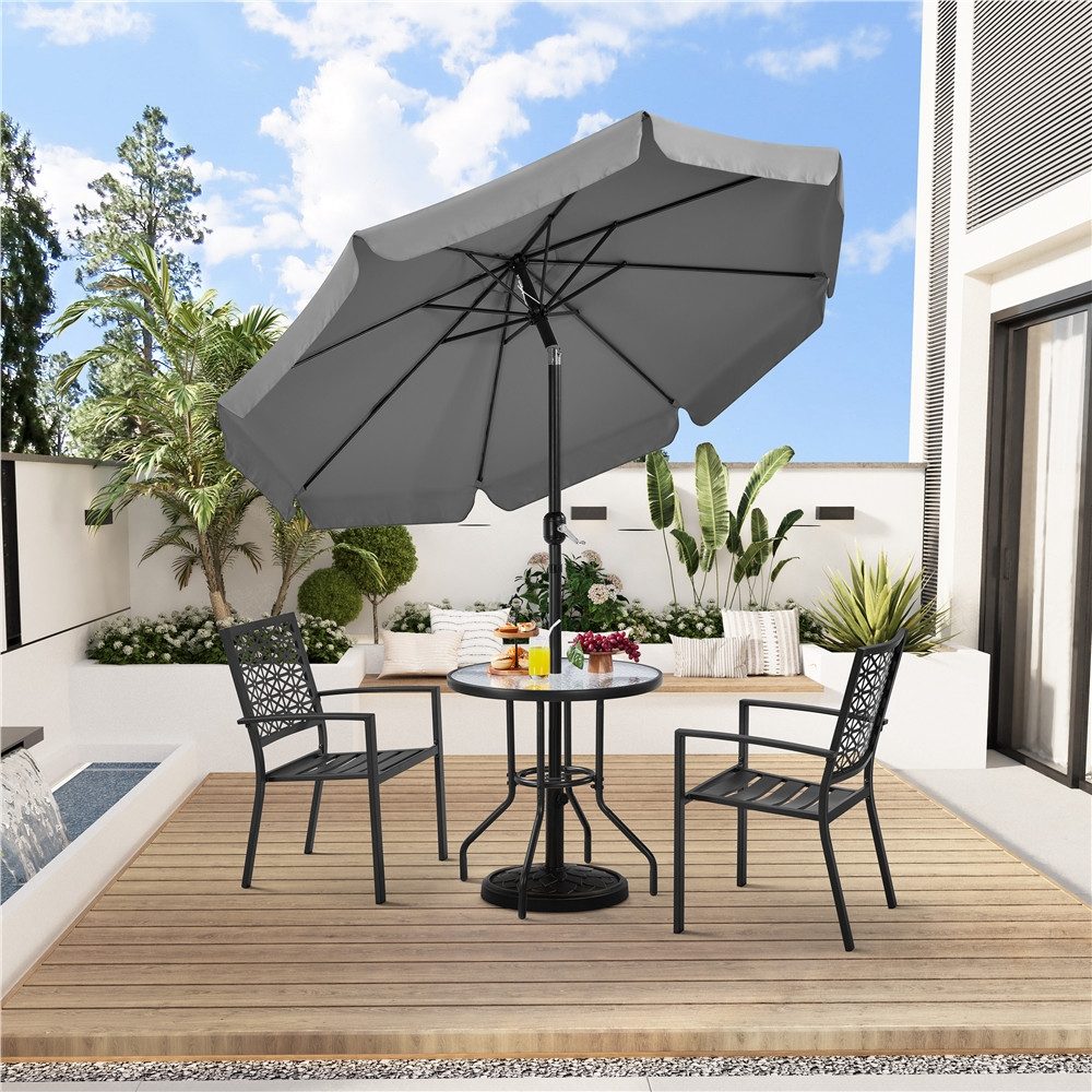 Yaheetech Sonnenschirm ∅ 268 cm, Gartenschirm mit 8 Metallstreben & Kurbel, UV-schutz, neigbar