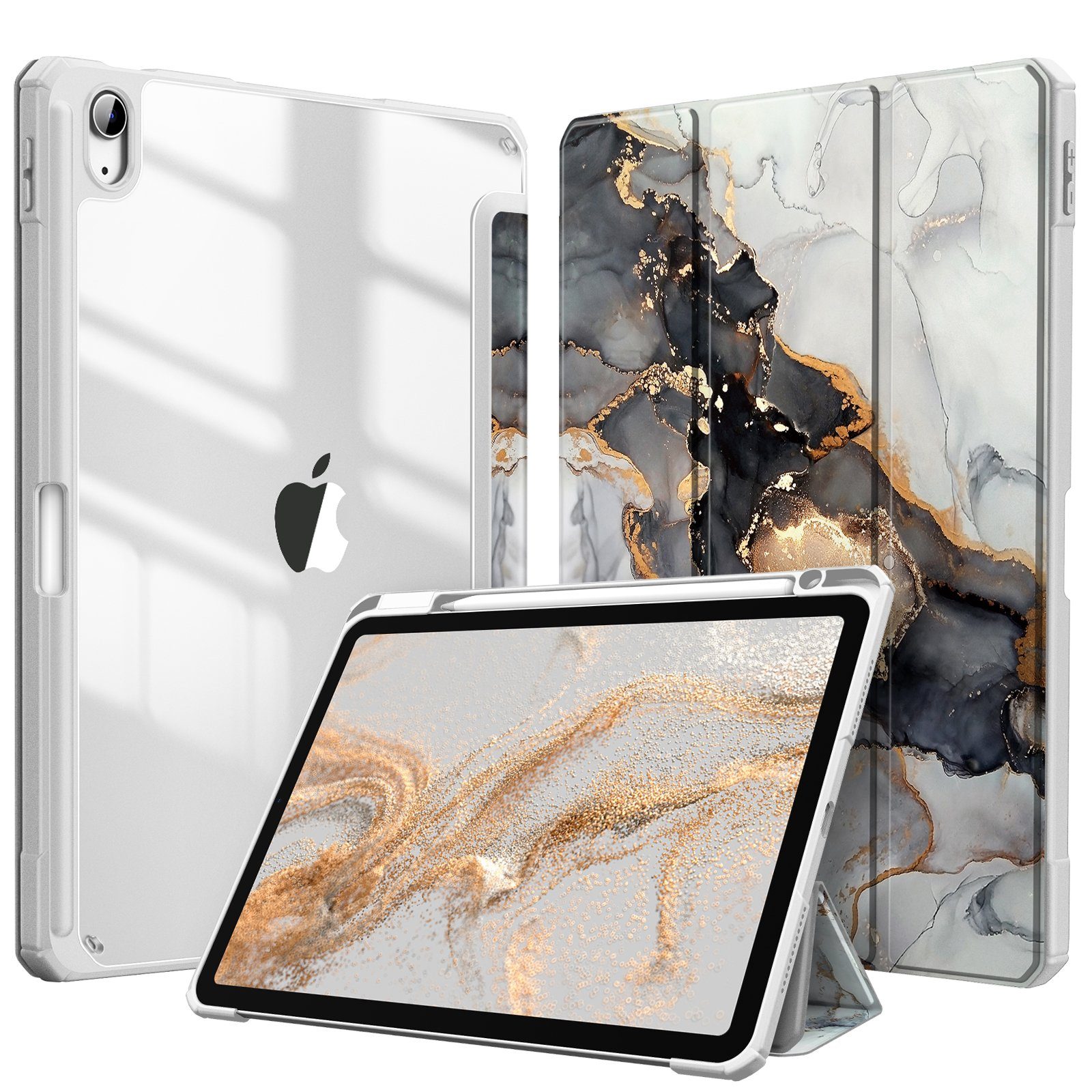 Fintie Tablet-Hülle für iPad Air 11'' M4/M3/M2(2026/2025/2024), iPad Air 5/4 Gen 2022/2020 10.9 Zoll, mit Stifthalter, Hülle mit transparenter Hartschale auf der Rückseite