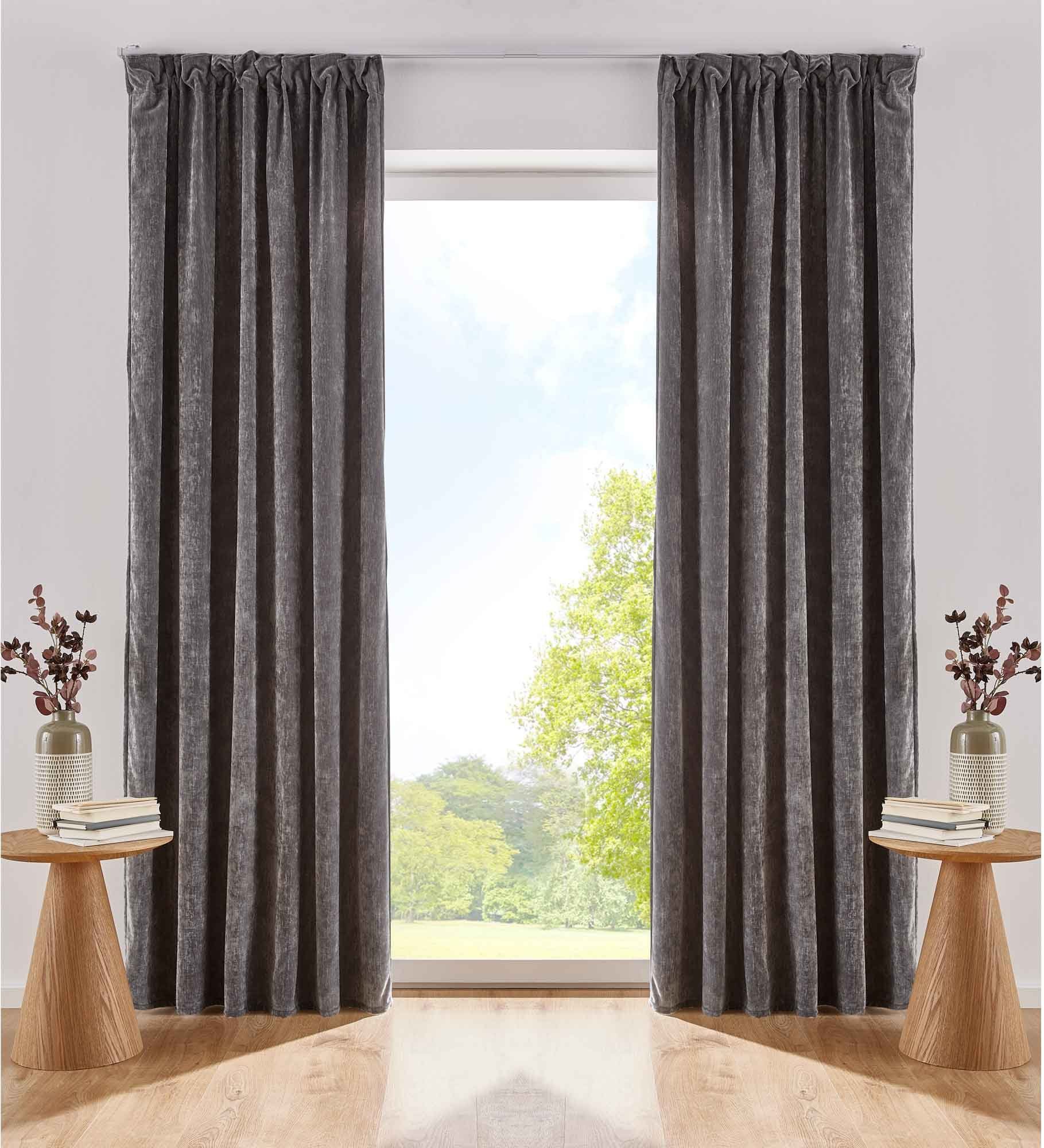 Gardinenbox Vorhang (2 St), Multifunktionsband, verdunkelnd, Chenille, Thermo Chenille Schlaufenband Samtig Weich 2022500