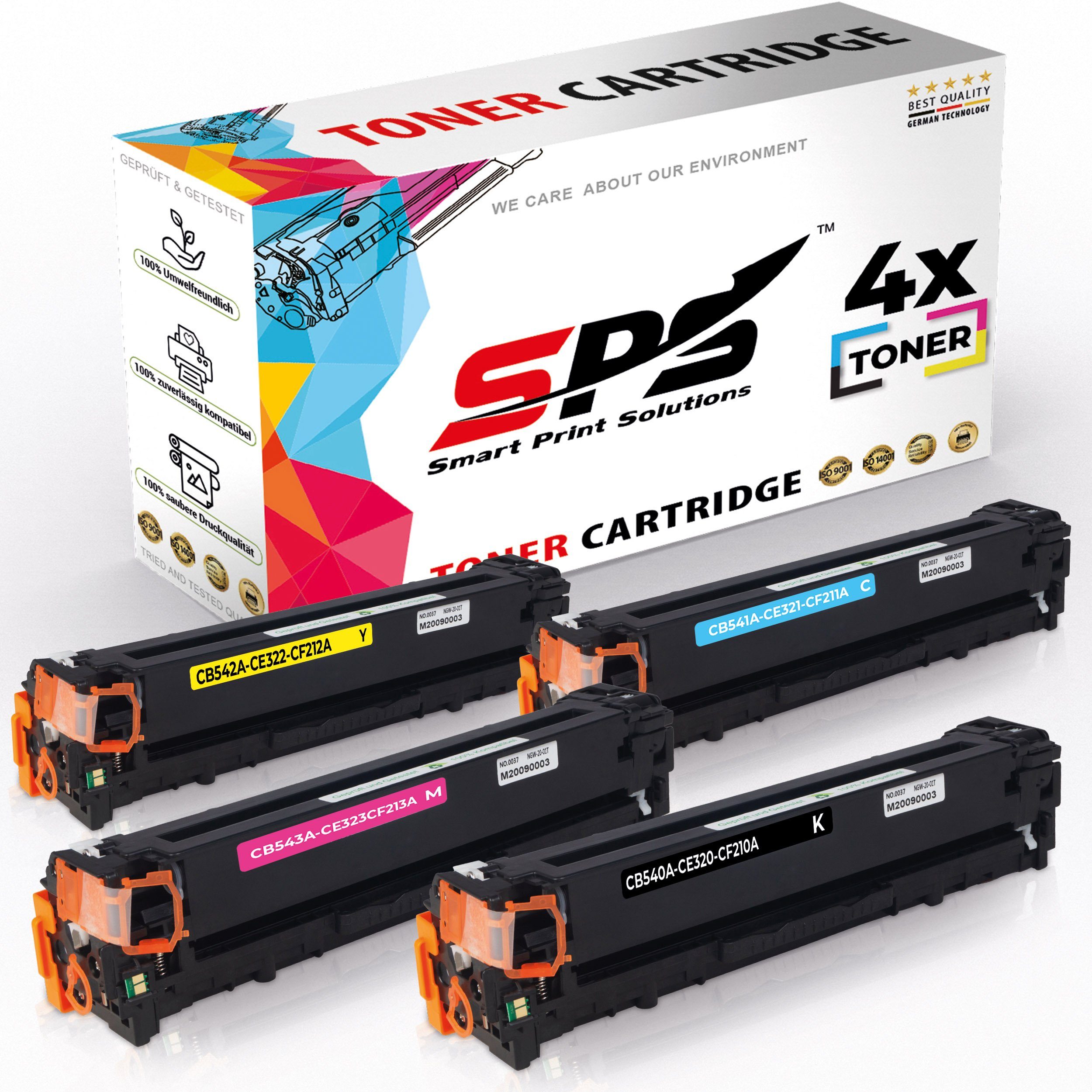 SPS Tonerkartusche Kompatibel für HP Color Laserjet CM1013 125A CB540, (4er Pack, 4x Toner(1 x Schwarz1x Cyan, 1x Magenta, 1x Gelb), 1x DIN A4 Druckerpapier 500 Blatt)