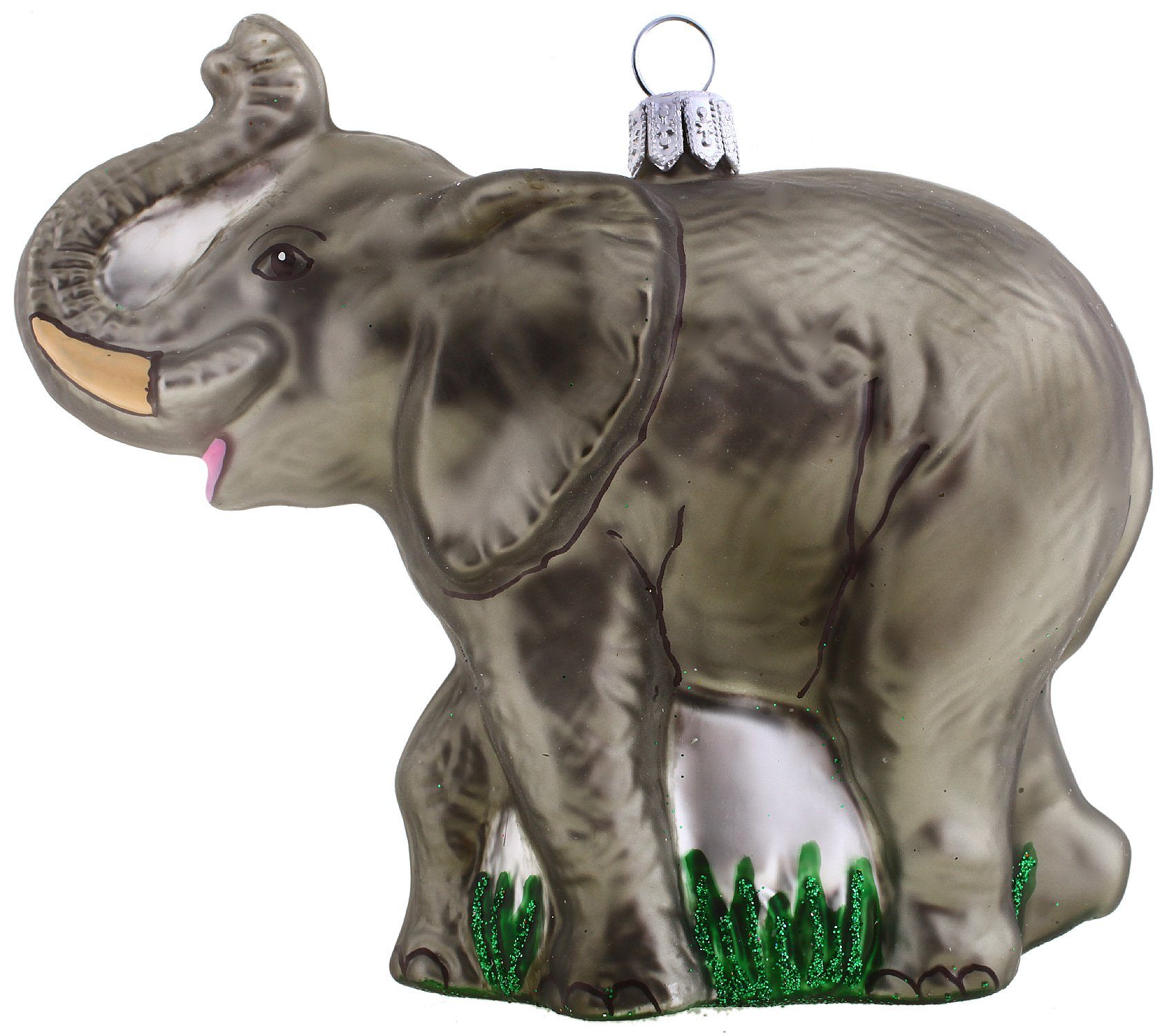 - Elefant, Christbaumschmuck mundgeblasen Hamburger - Weihnachtskontor handdekoriert Dekohänger