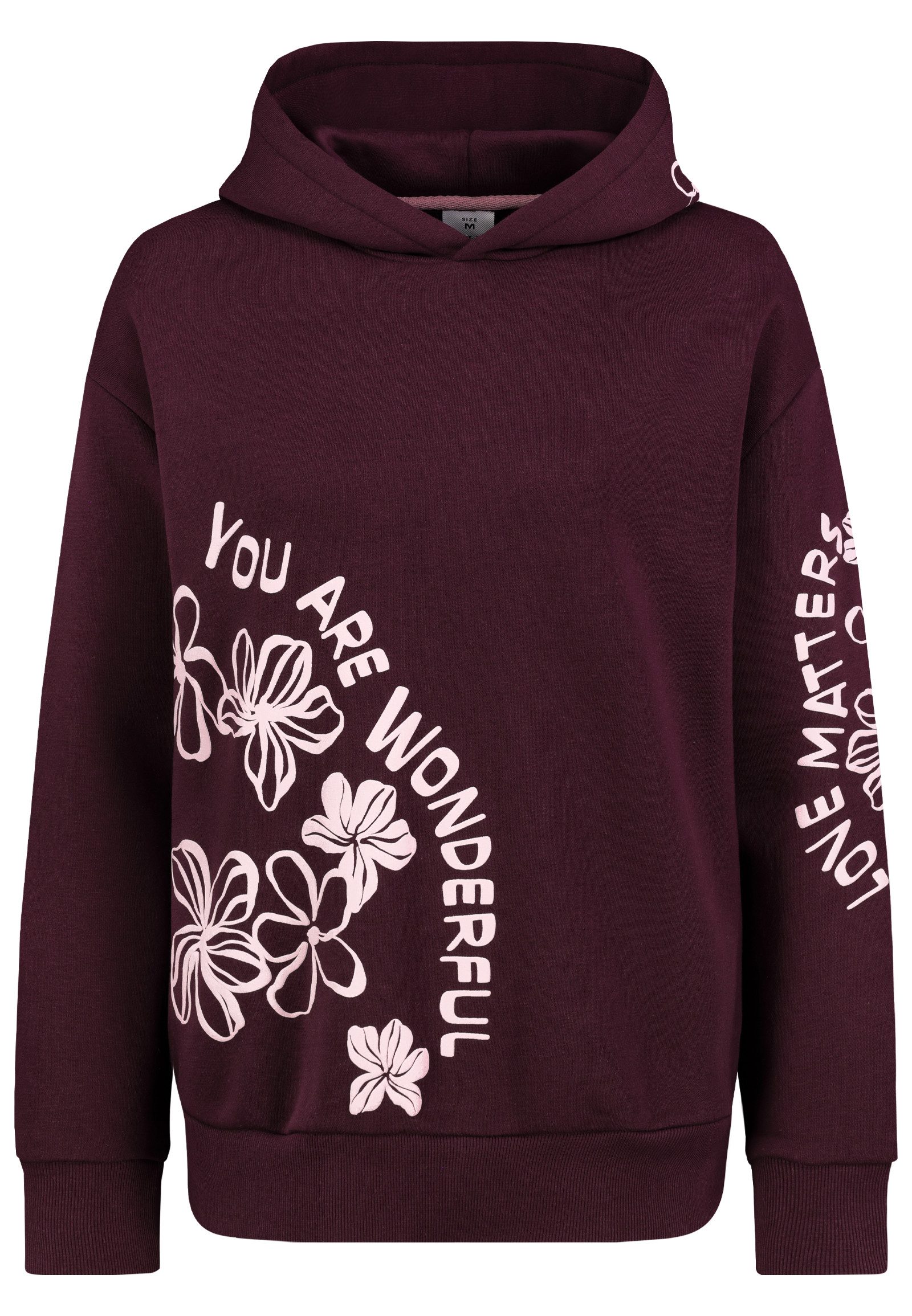 Eight2Nine Kapuzenpullover Damen Sweathoodie mit Schaumdruck verschiedene Motive, warm gefleeced