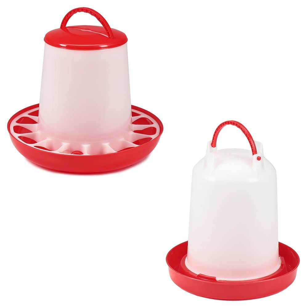 Mucola Futterspender Futterautomat Futterspender Hühnertränke 3KG Kükentränke 3L Set, Geeignet für Körner- und Mehlfutter