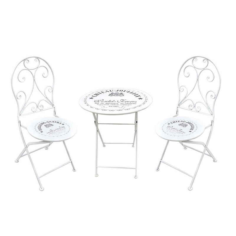 HTI-Line Balkonset Tischgruppe Vino, (Set, 3-tlg., 1x Tisch, 2x Stühle), Sitzgruppe Metall Garten nostalgisch