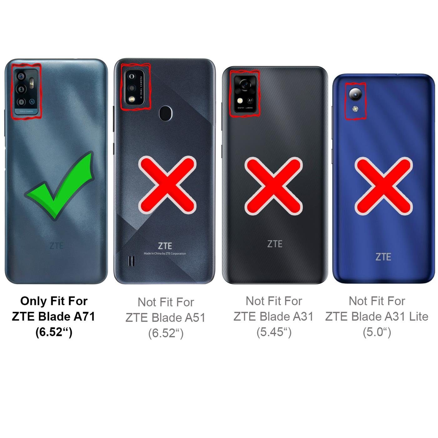 CoolGadget Handyhülle Wallet Klapp Tasche Book Case für ZTE Blade A71 6,6 Zoll, Hülle Klapphülle Flip Cover Etui Schutzhülle