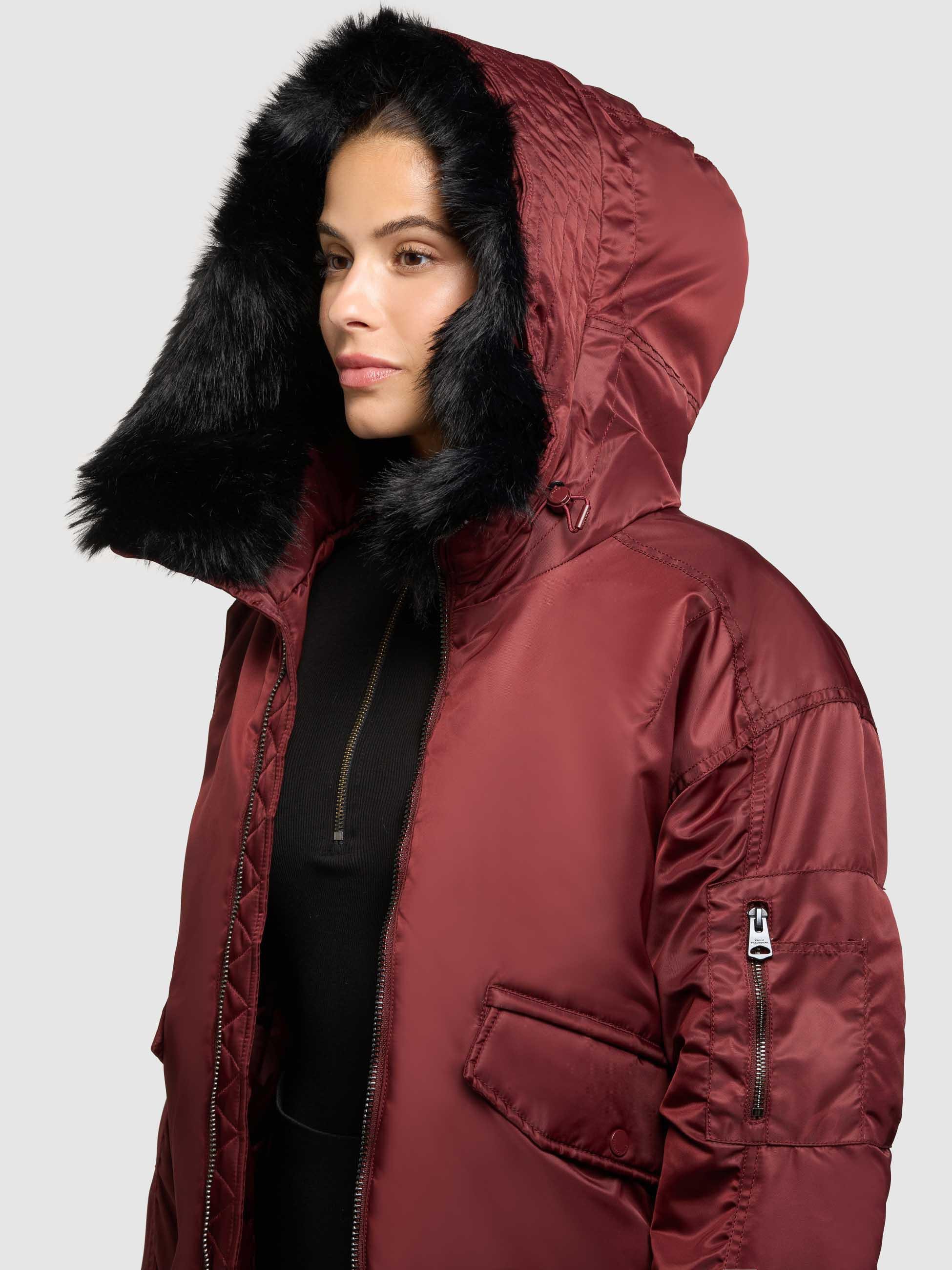 khujo Bomberjacke Cela Oversize Winterjacke mit abnehmbarem Kunstpelz-Besatz