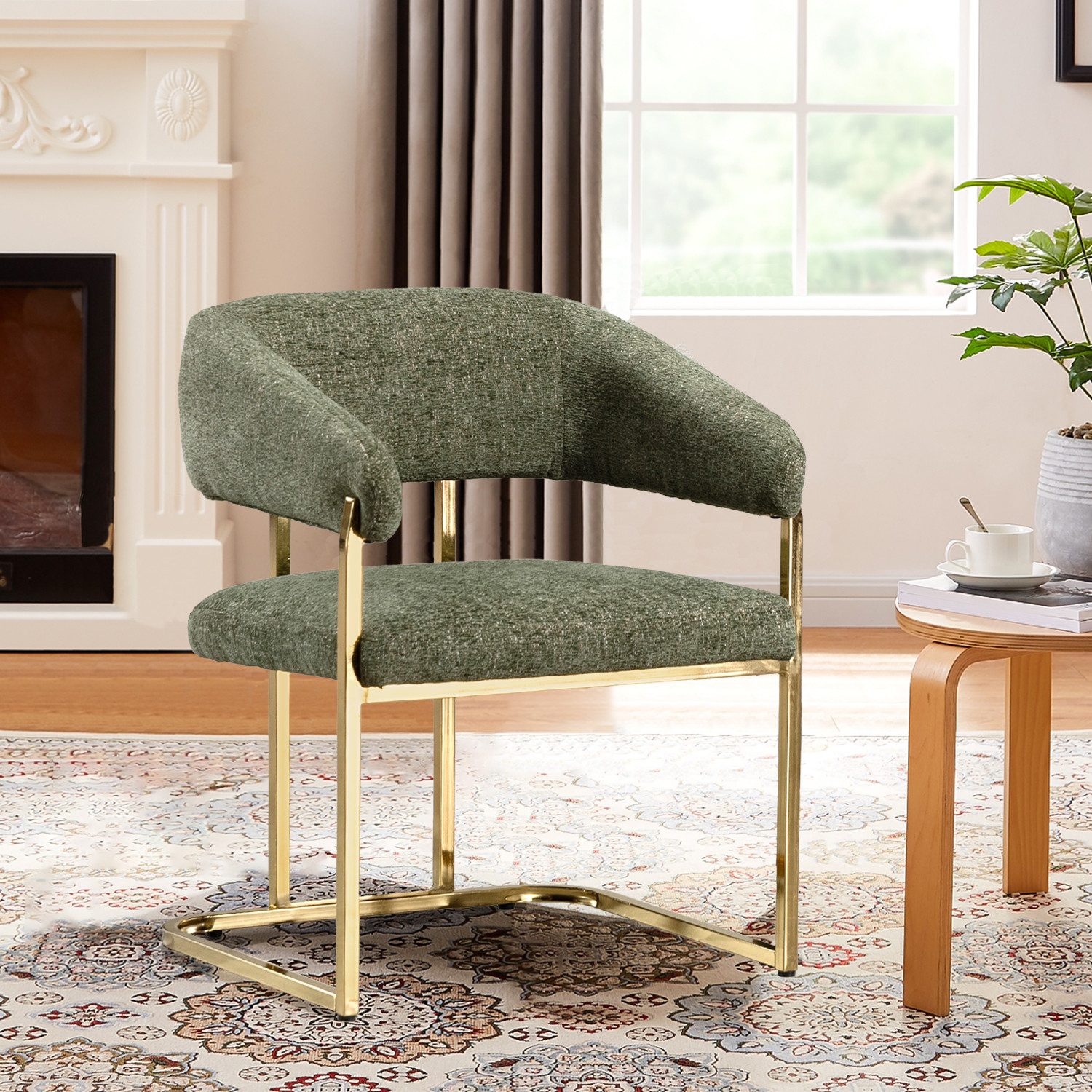 BRTHORY Relaxsessel Loungesessel Ohrensessel mit Metallbeinen Modell, bis 150kg, Grün