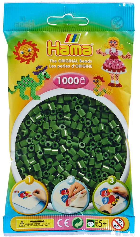 Bügelperlen Hama Bügelperlen midi waldgrün 1000 Stück Beutel