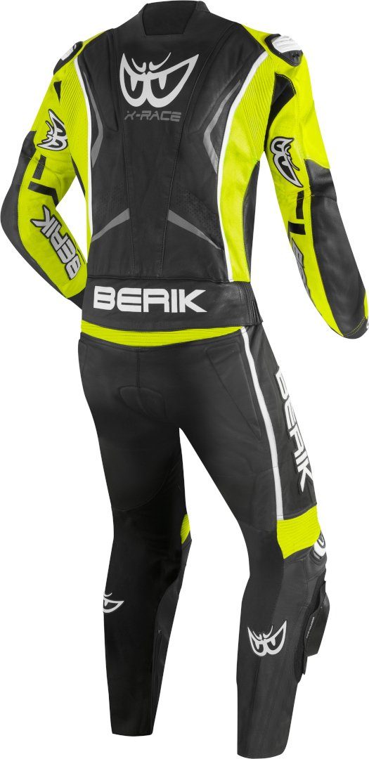 Evo Berik Motorrad Zakura Black/Yellow Lederkom perforierte Motorradkombi 2-Teiler