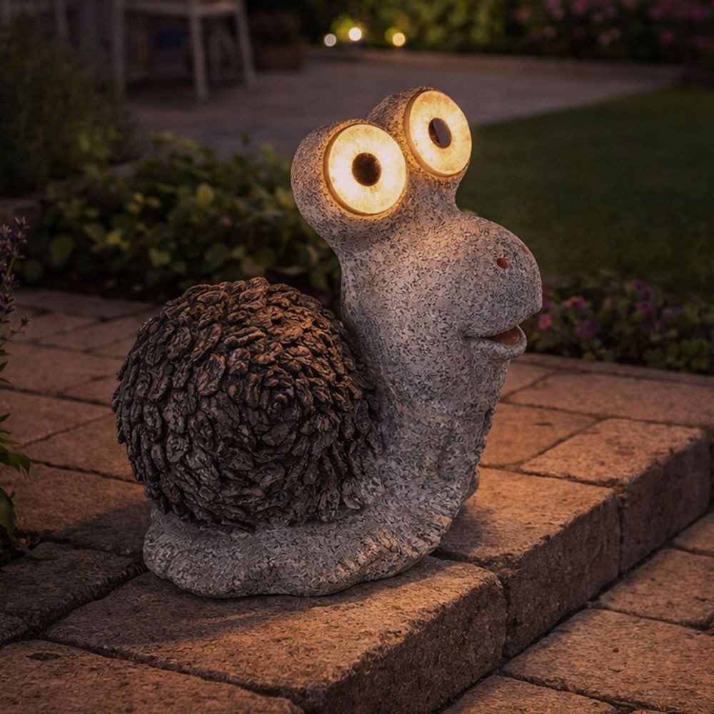 GLOBO LIGHTING LED Dekofigur, LED-Leuchtmittel fest verbaut, Warmweiß, Solar Gartenskulptur für Außen Gartendeko Schnecke Figur
