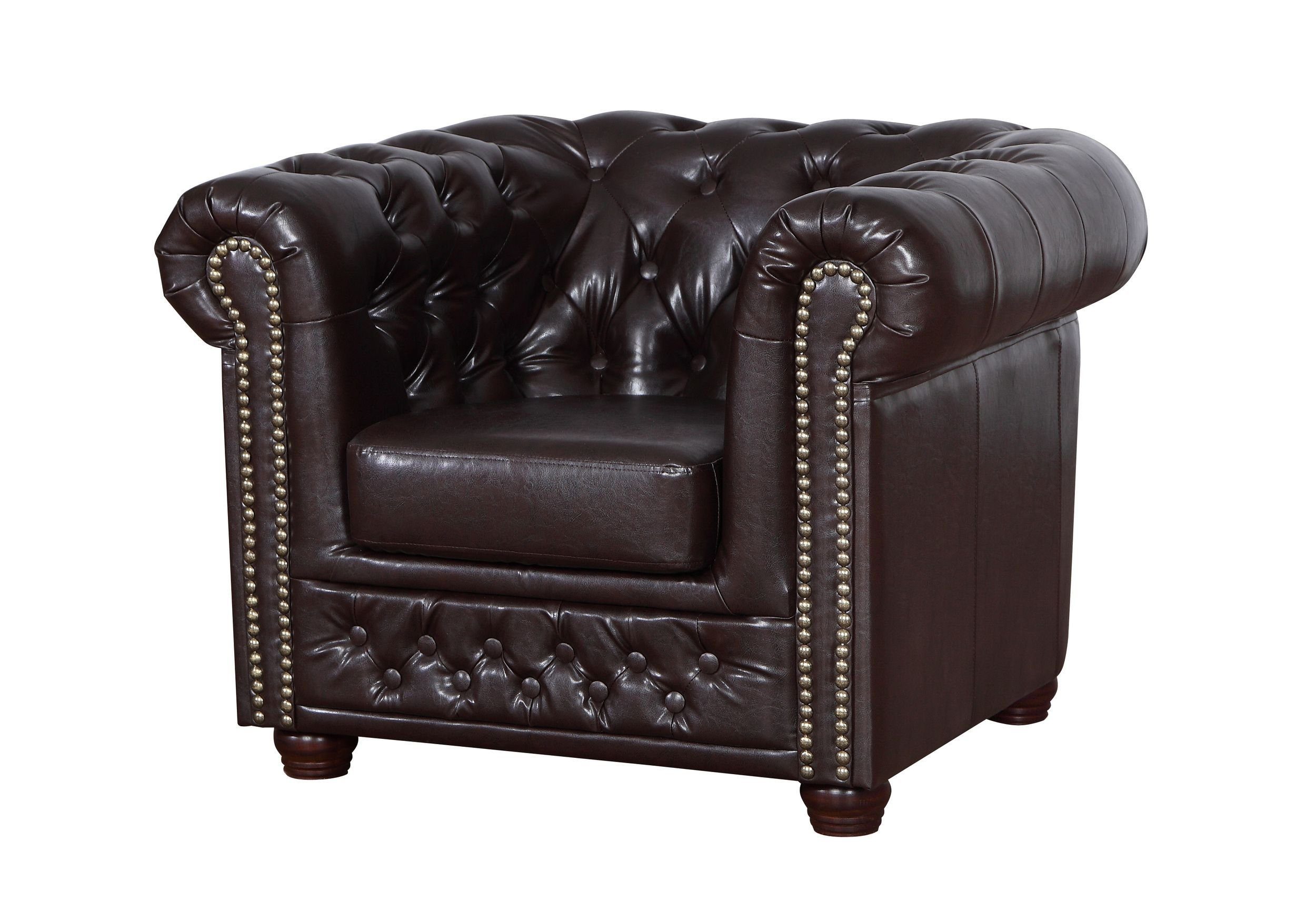 Sitzer Vintage Sofa Polstersofa 1 in Sessel braun Kunstleder Couch Küchen-Preisbombe