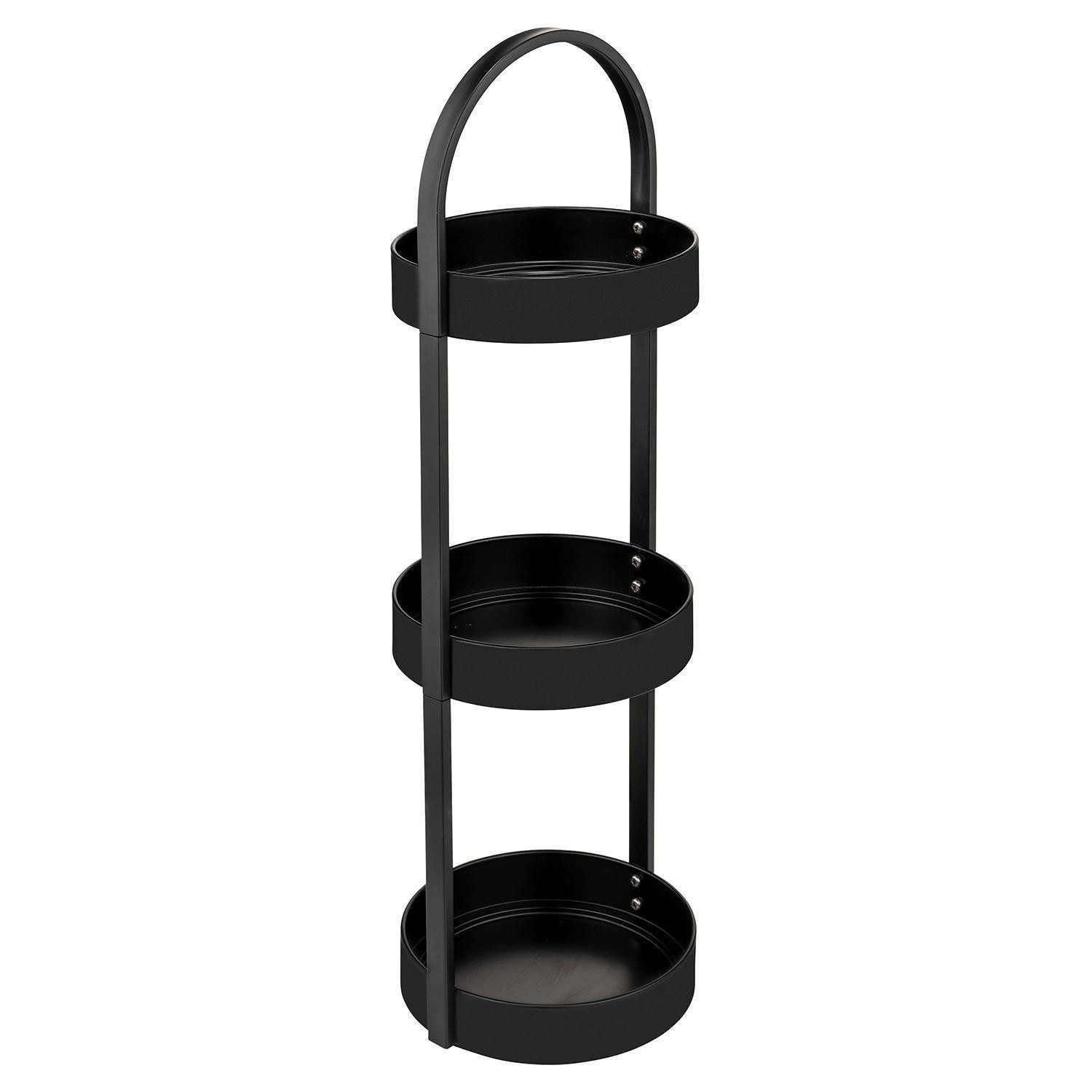 WENKO Badregal DONGO, 3 Ablagefächer, Schwarz matt, Stahl, rutschfest, mit Gummifüßen, B 24,5 x H 73 x 22,5 cm
