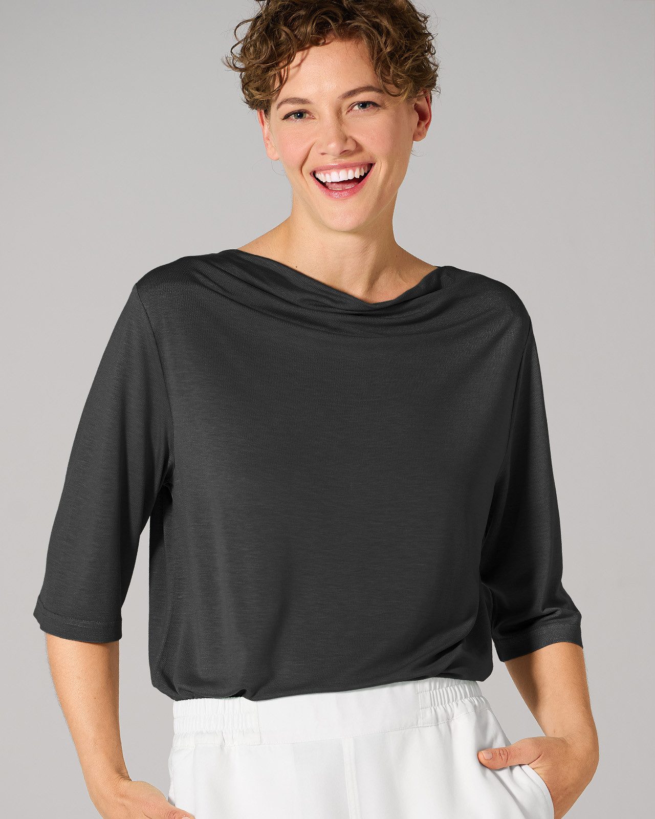 HempAge Wasserfallshirt Damen Wasserfallshirt Hanf/Lyocell Casual Fit