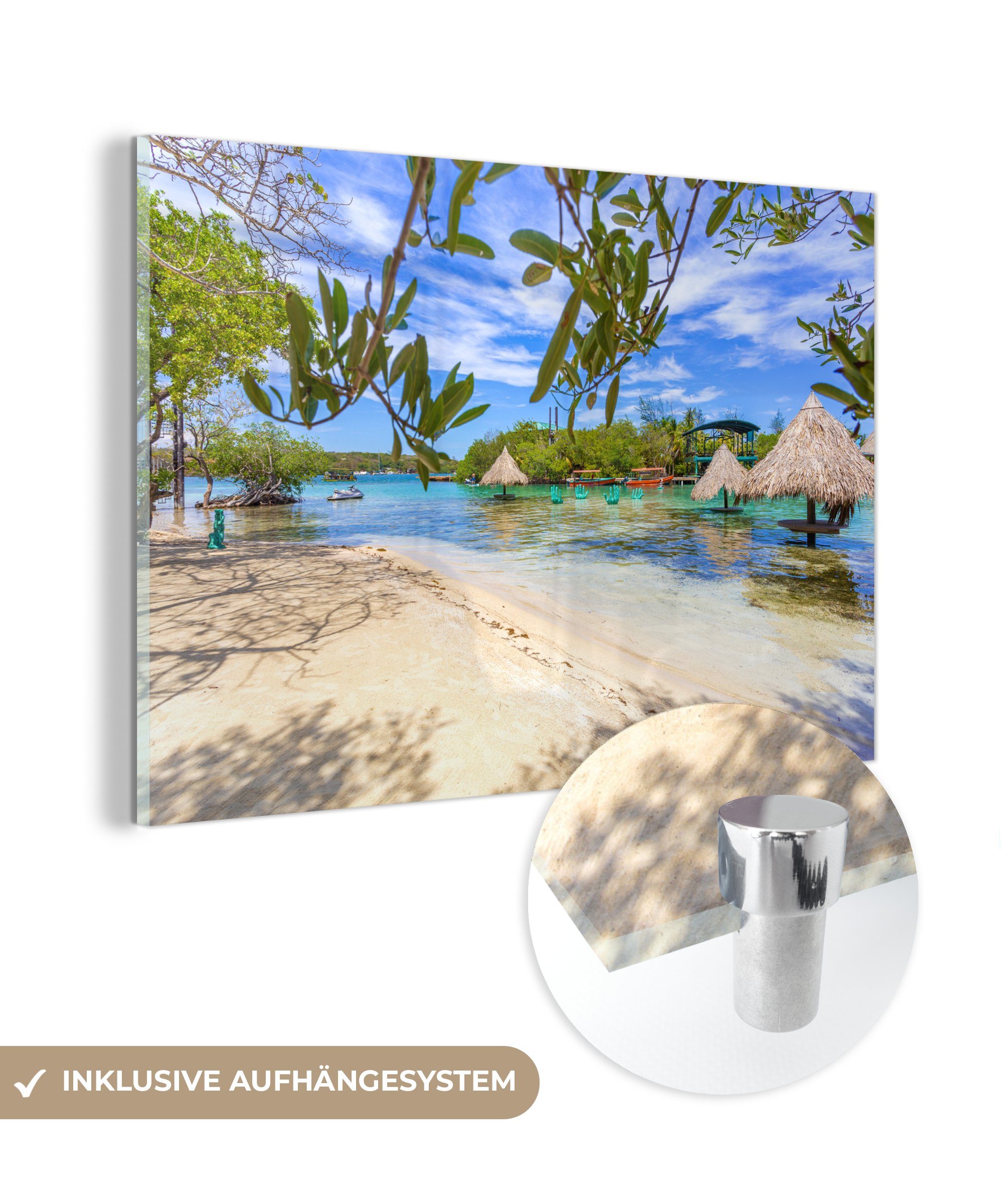 MuchoWow Acrylglasbild Strand der Bay Islands, (1 St), Acrylglasbilder Wohnzimmer & Schlafzimmer