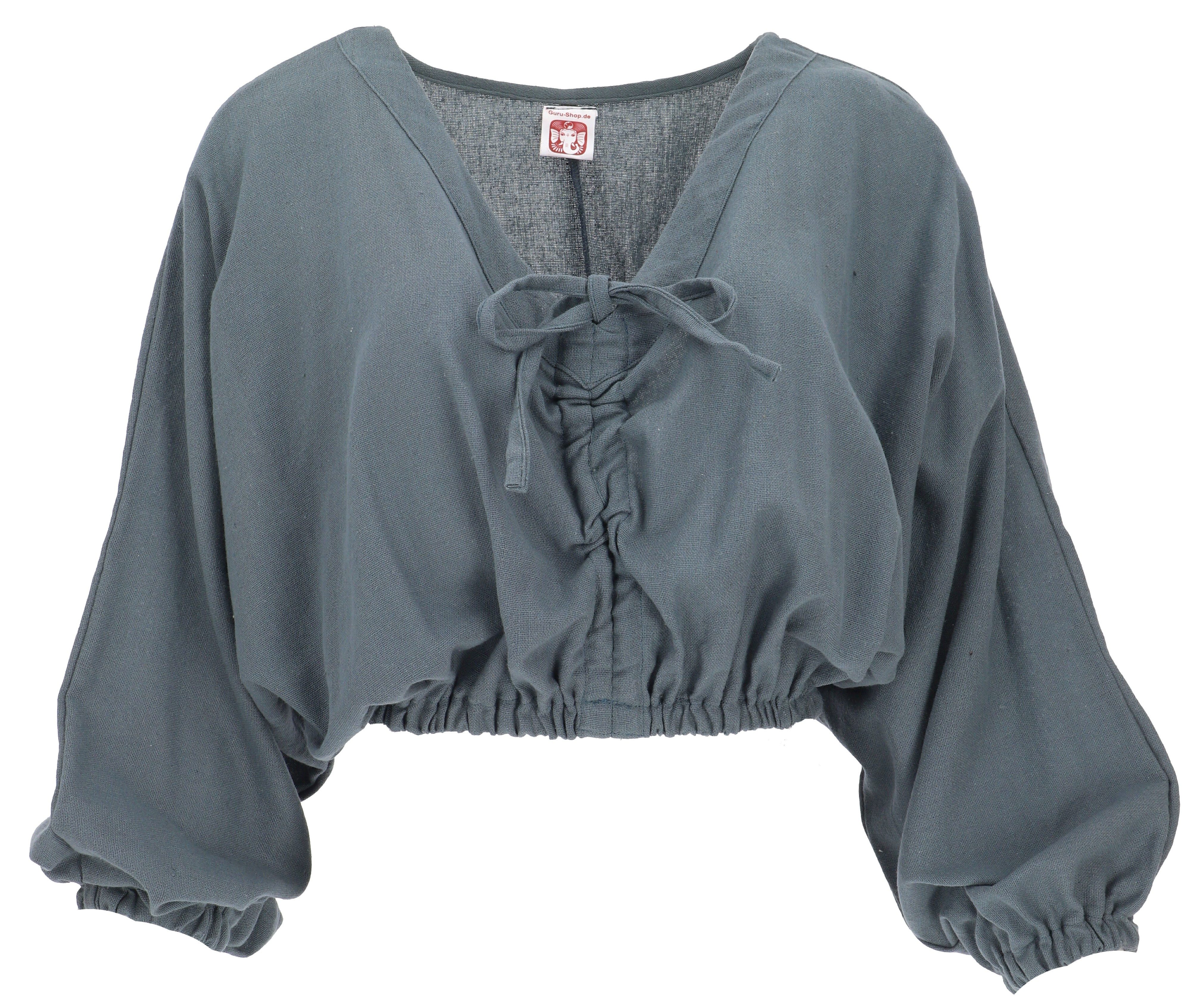Guru-Shop Longbluse Boho Bluse, oversize Baumwollbluse mit.. alternative Bekleidung