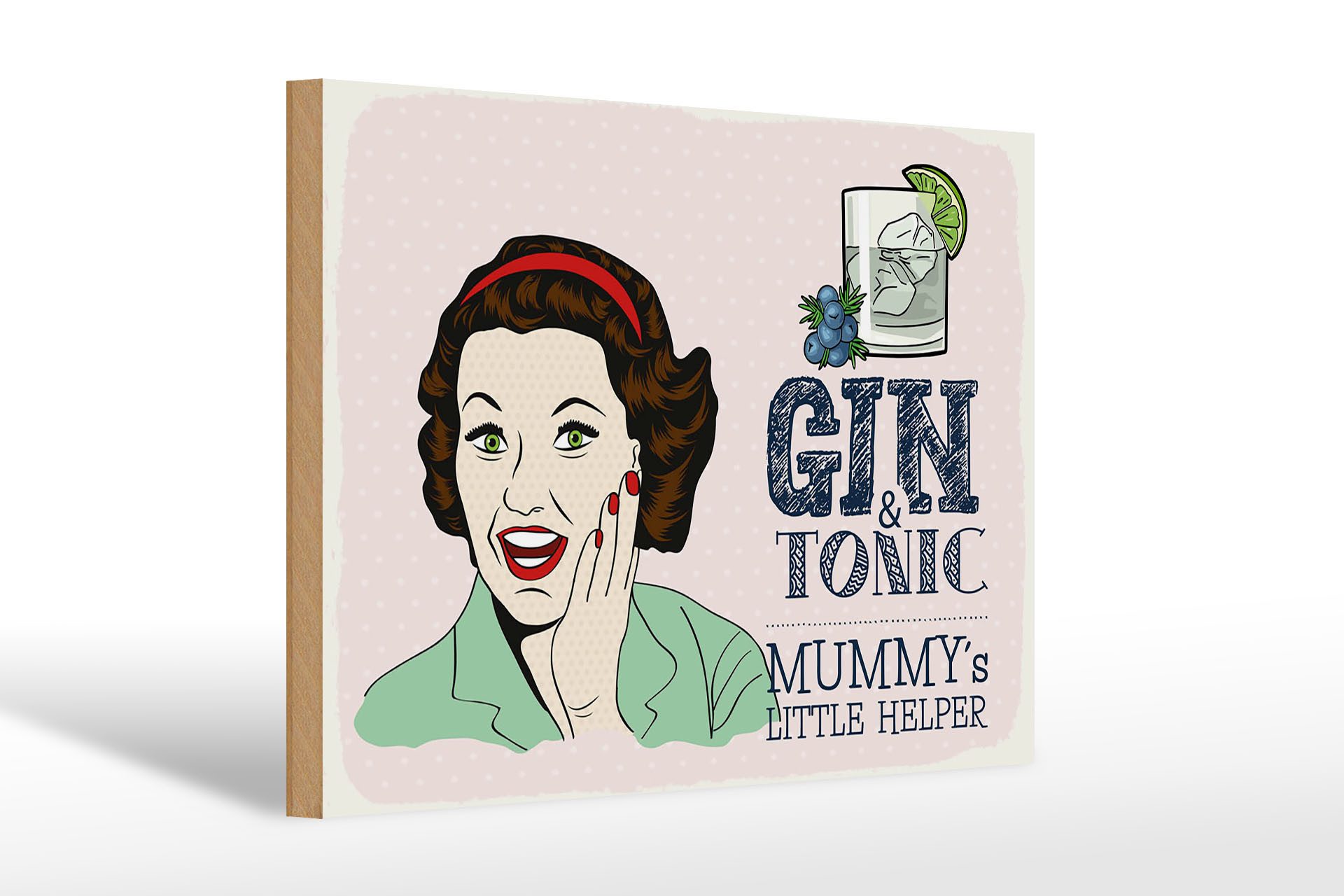 Holzbild Spruch lustig Gin Tonic Mummy´s Helper 30x20cm