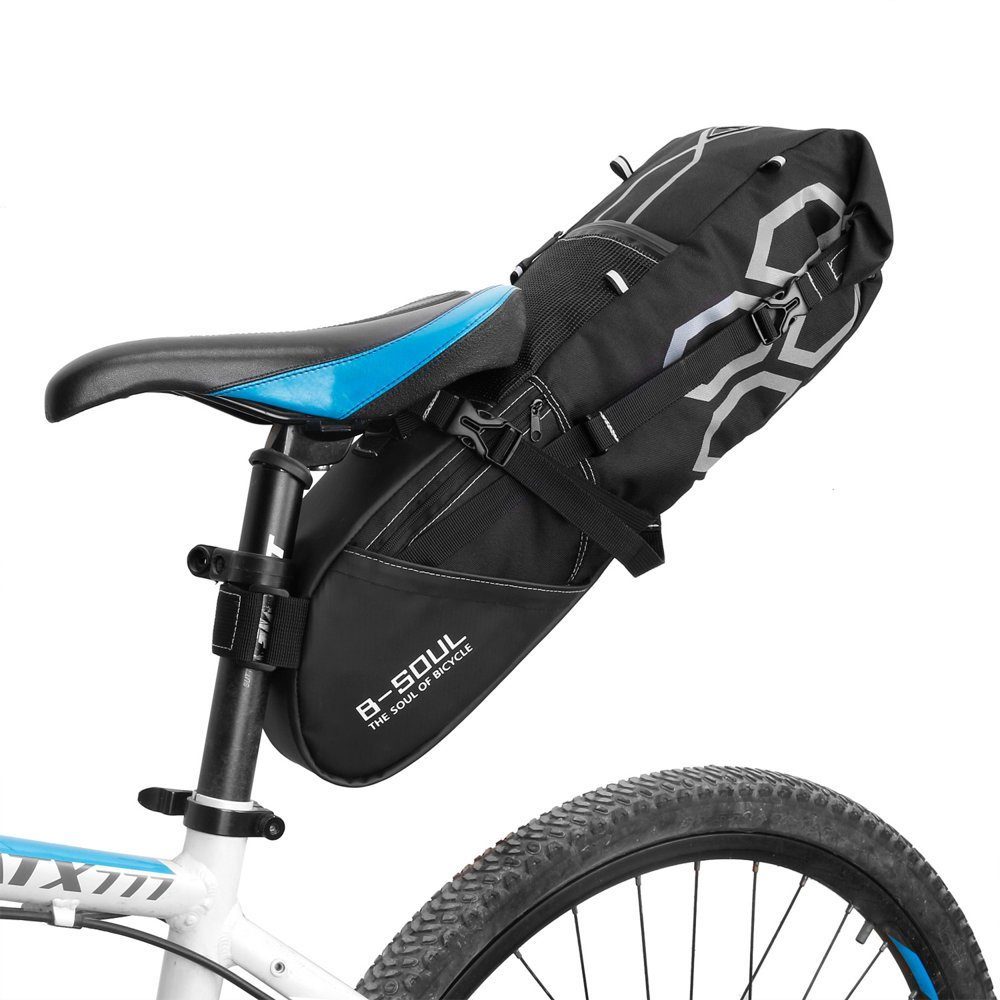 cofi1453 Fahrradtasche »B-Soul Fahrradtasche Gepäcktasche Gepäckträger  Fahrrad Bike große Radtasche Tasche unter dem Sattel 12L schwarz«
