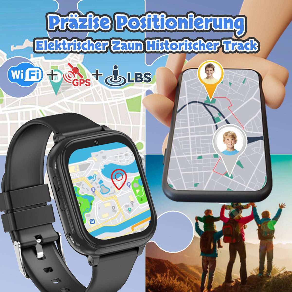 Vashoy 2026 Kinderuhr T53Neue Smartwatch Kinder mit GPS, Kameras, Smartwatch (5 cm/1.83 Zoll, Android/4G (LTE) 4G Telefonfunktionen Smartwatch, 7-tlg., Verschie – Bild 5 von 5