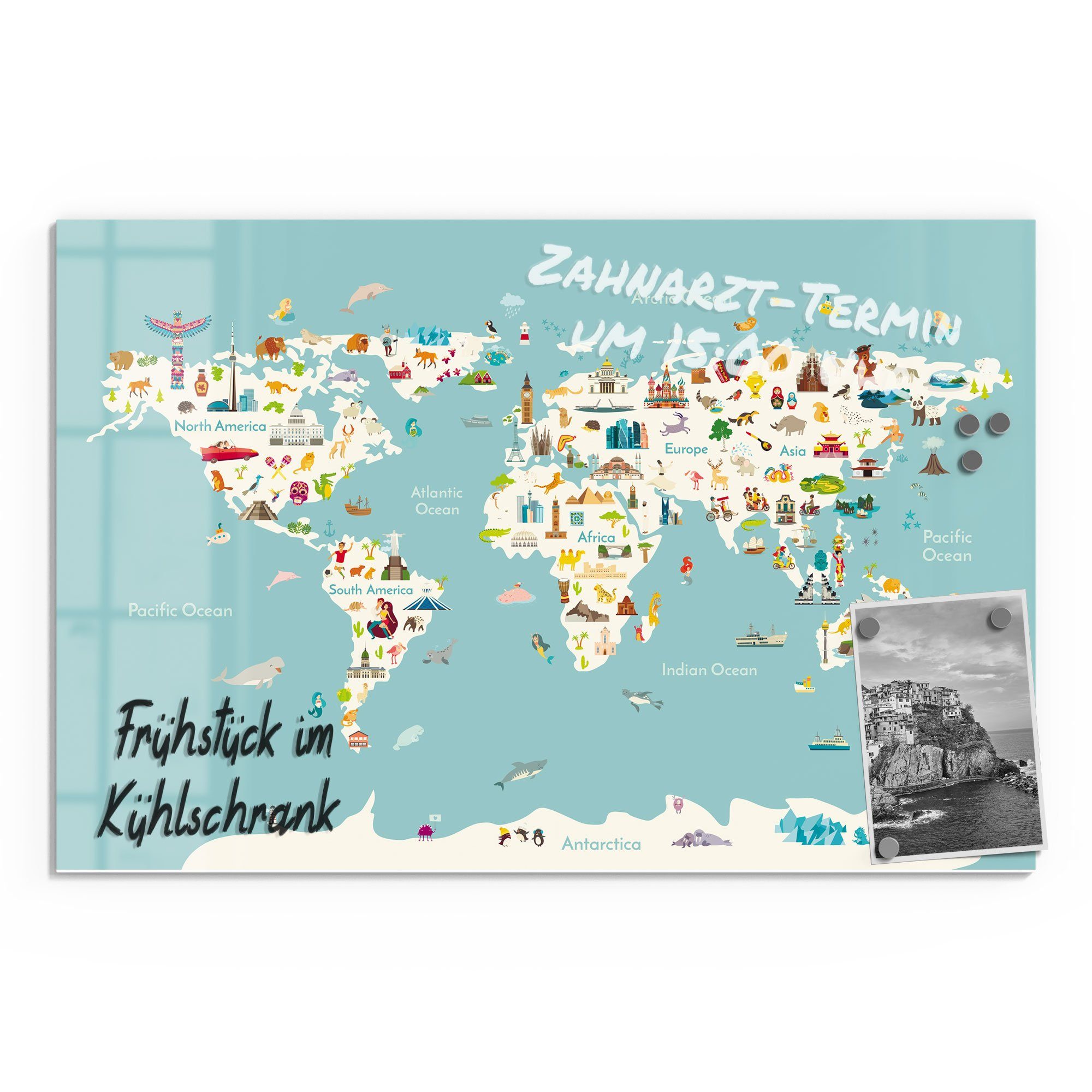 DEQORI Magnettafel 'Süße Weltkarte (Englisch)', Whiteboard günstig online kaufen
