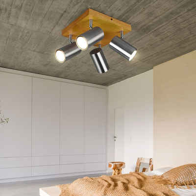 etc-shop LED Deckenspot, Wand Strahler Lampe Holz Flur Decken Spot Leuchte verstellbar Flur