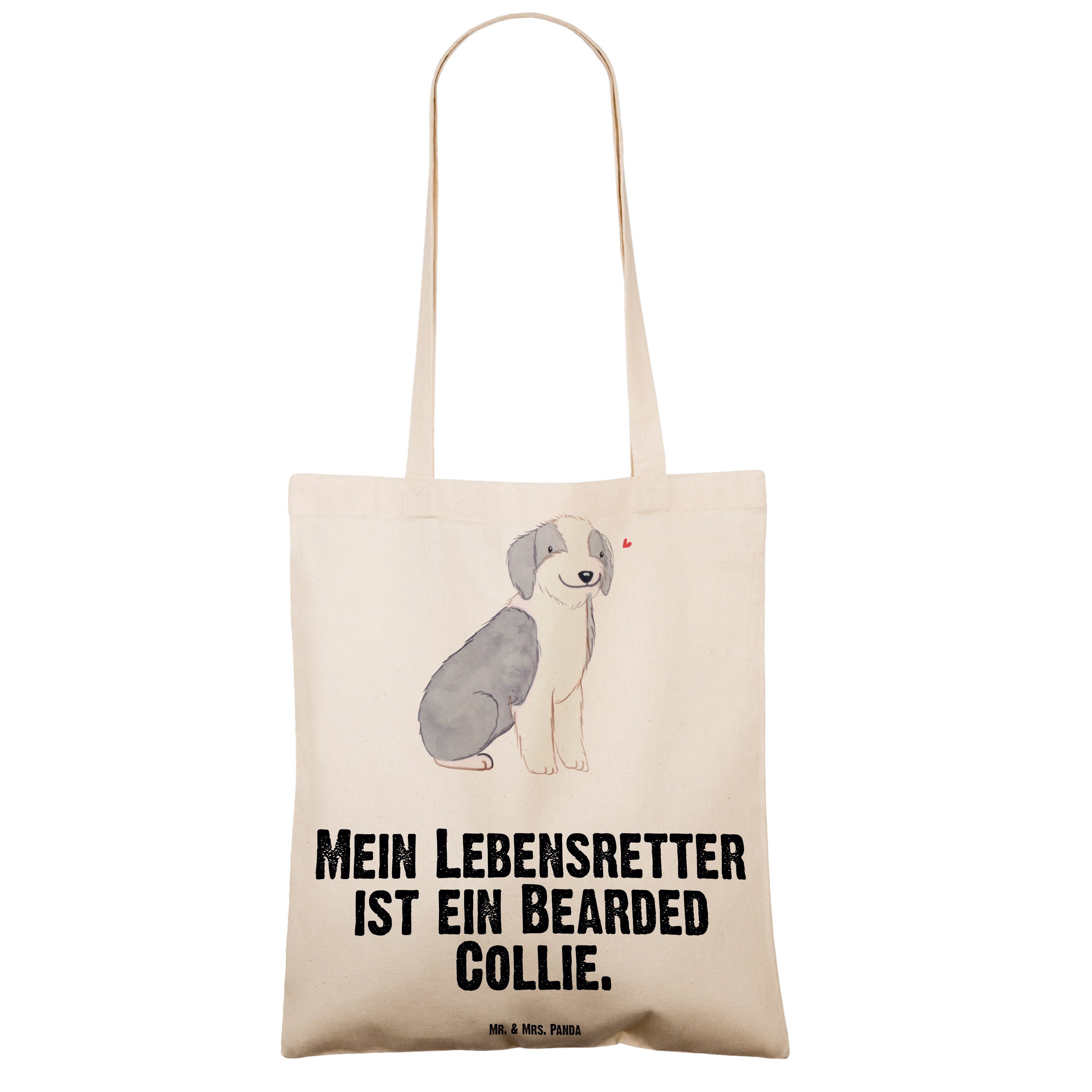 Eink Transparent Geschenk, & Mr. Tragetasche Lebensretter Bearded Rassehund, Collie Panda - (1-tlg) Mrs. -
