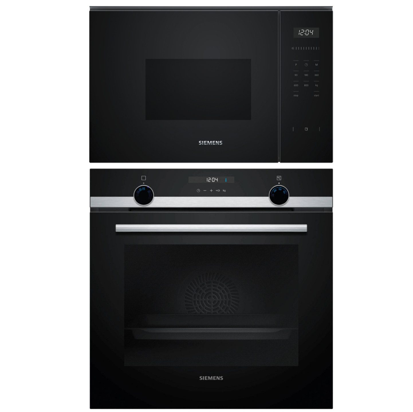 SIEMENS Backofen-Set Siemens Backofen mit Mikrowelle Einbau Schwarz 20 L, Spar-Set, mit 1-fach-Teleskopauszug