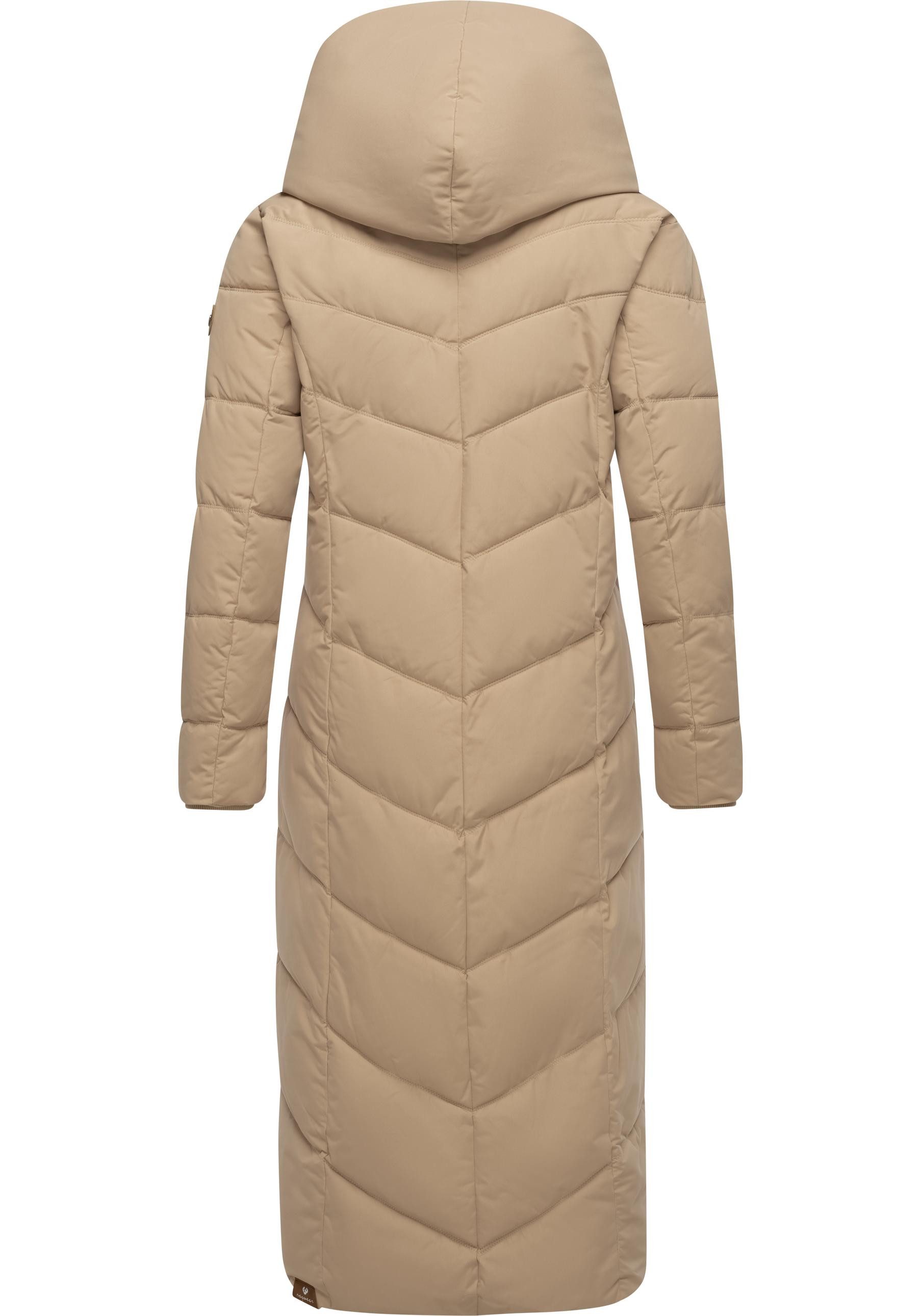 Ragwear Steppmantel Natalka Extralong Gesteppter Damen Mantel mit Kapuze