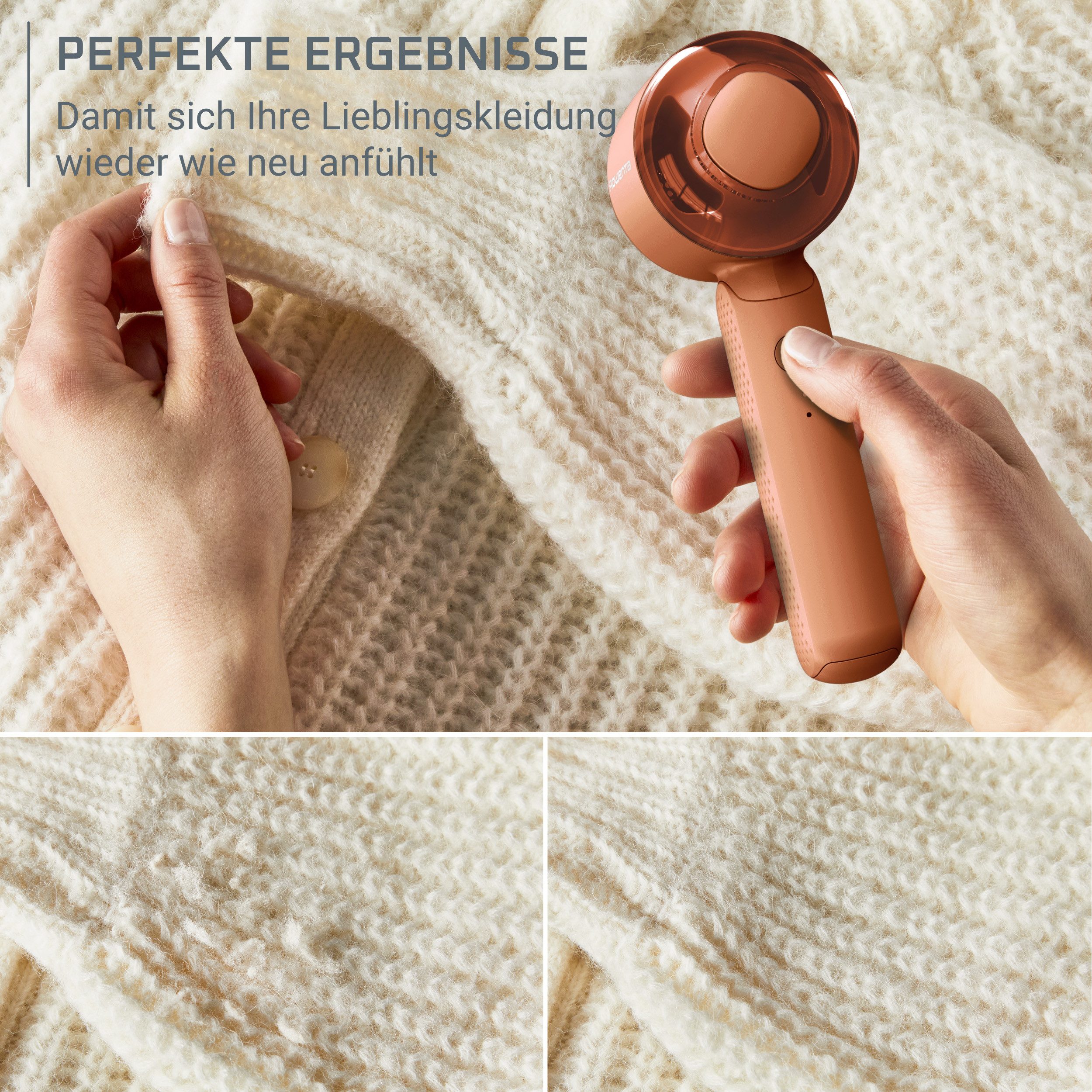 Rowenta Fusselrasierer Easy Care, wiederaufladbarer Fusselentferner, einfache Handhabung, breiter Edelstahlkopf, 3-fach gezahnte Klingen, JA8001