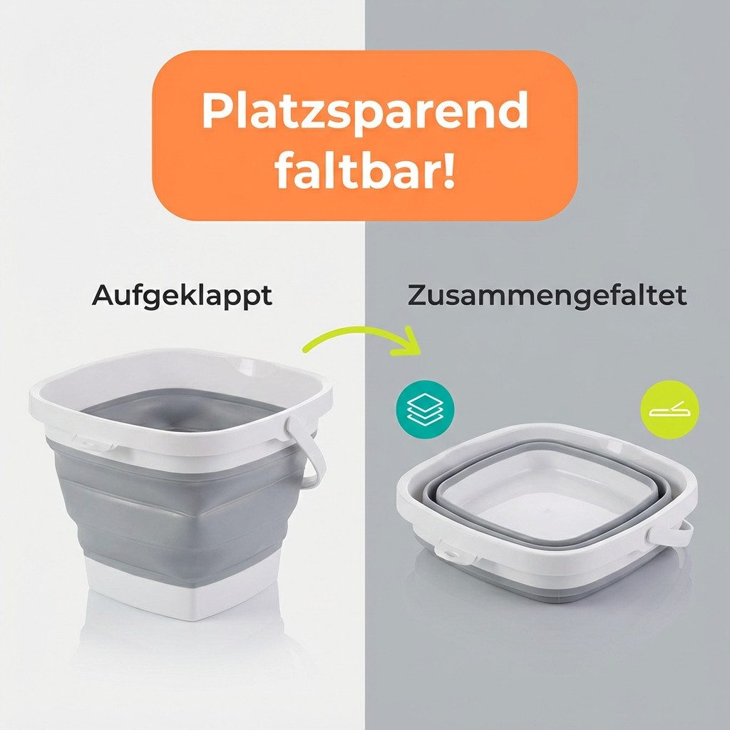 König Design Falteimer Putzeimer Wassereimer Camping Campingeimer Angeleimer, Ausgießer, Aufhängeöse, Tragehenkel, Falteimer Haus & Camping