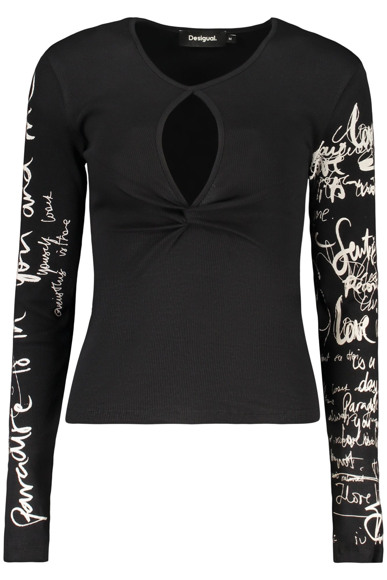 Desigual Strickpullover Stylischer Damenpullover: Schwarz mit Print und Kontrastdetails