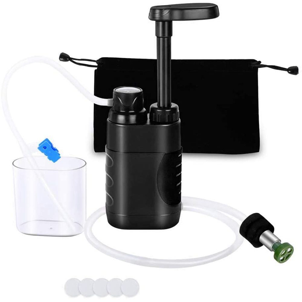 Jormftte schwarz Tragbarer Wasserfilter Kalk- Camping 3000 L und Wasserfilter