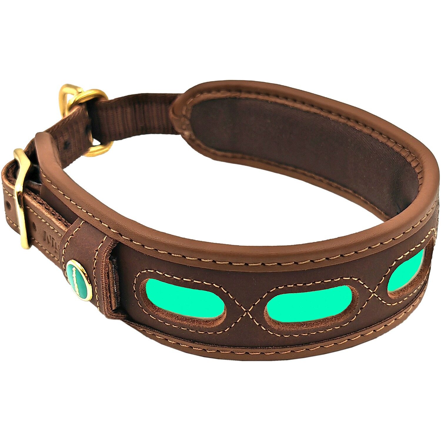 Niggeloh Hunde-Halsband Lederhalsung Lichtblick