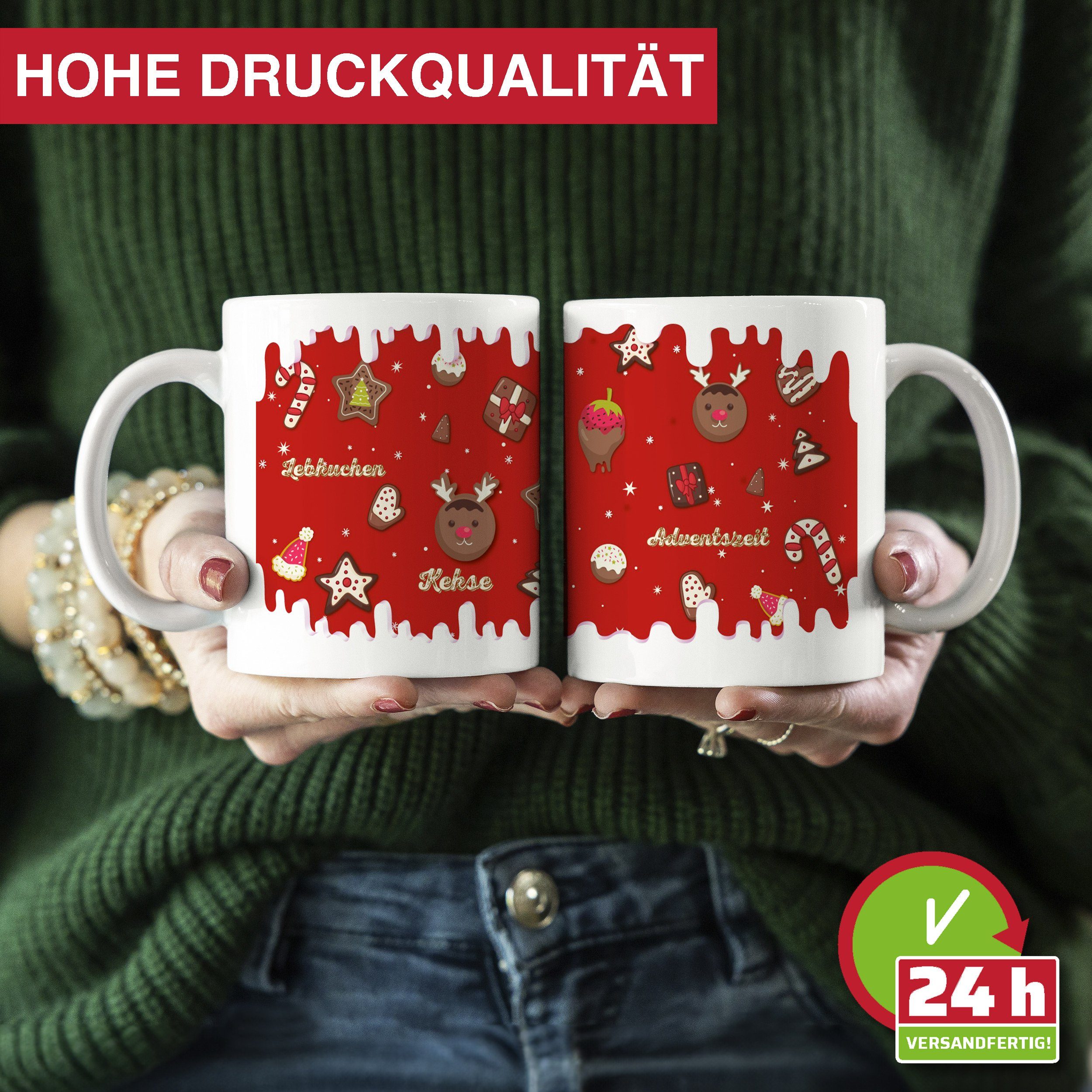 Giftandprint Becher Giftandprint Lebkuchen Weihnachtsdeko Weihnachten, Deko, Kaffeetassen, beidseitig, inkl. Geschenkbox, Spülmaschinen- und mikrowellengeeignet