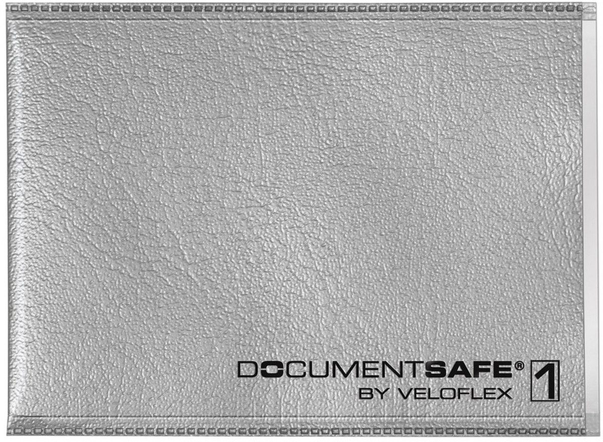 VELOFLEX Schreibgeräteetui Kartenhülle Document Safe mit Abschirmfolie 90x63mm grau/silber