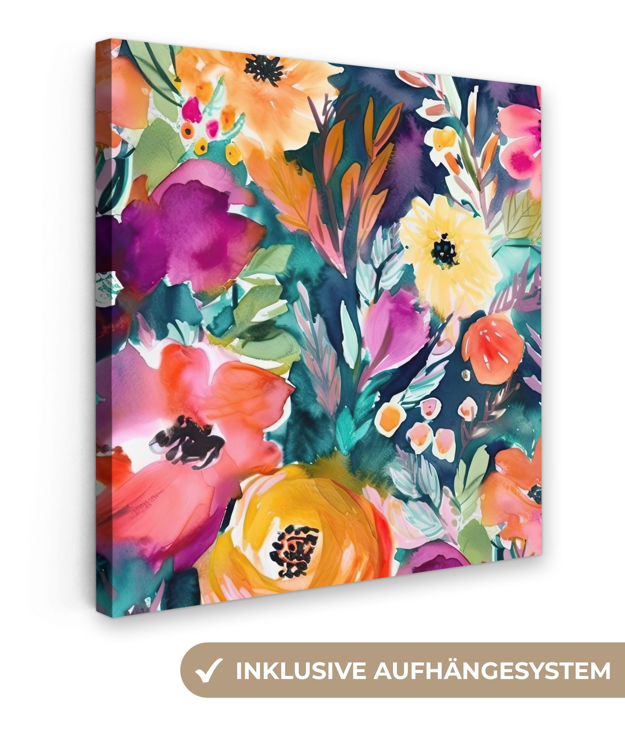 OneMillionCanvasses® Leinwandbild Blumen - Ölfarbe - günstig online kaufen