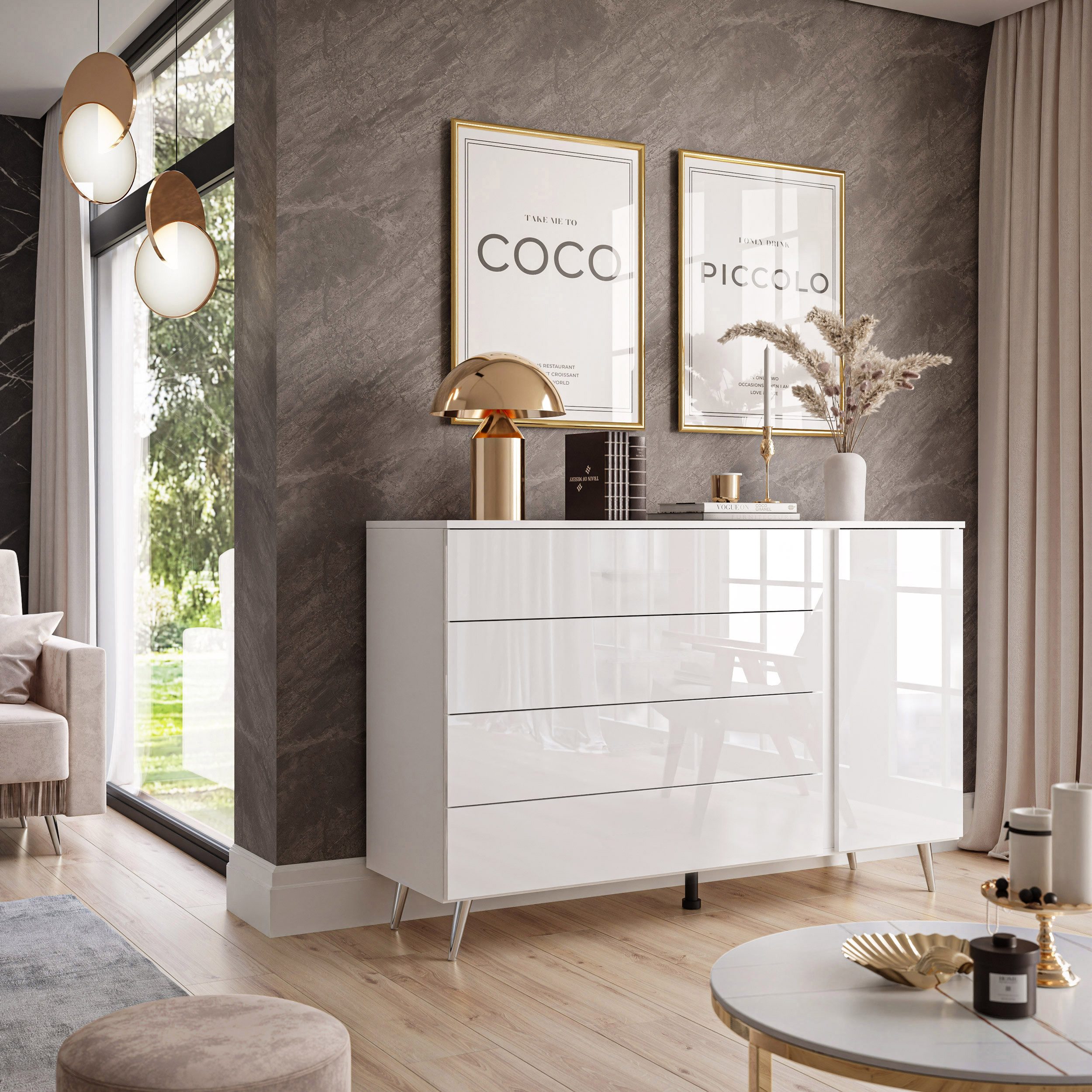 Lookway Kommode AURA II mit Schubladen und LED Beleuchtung