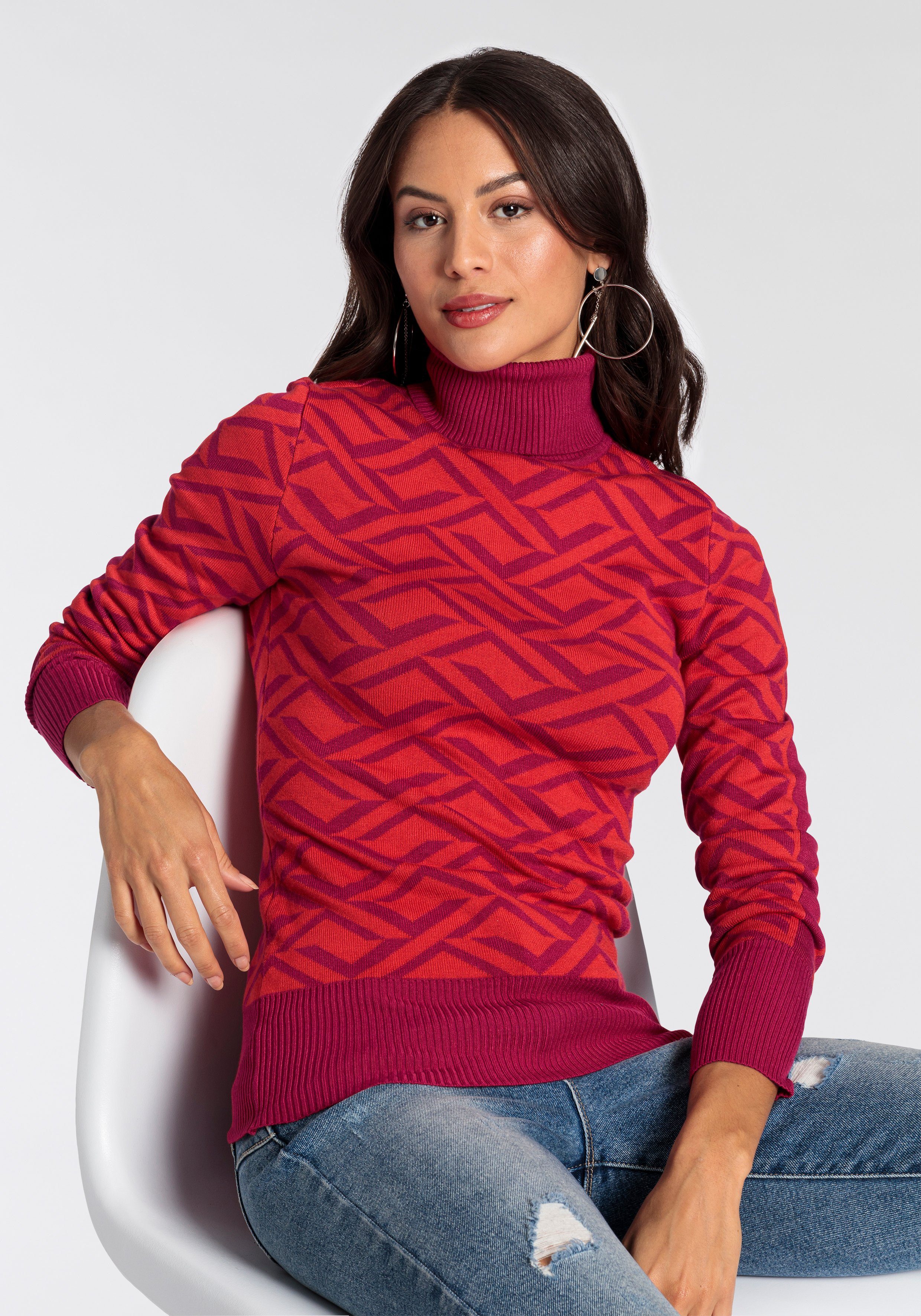 Melrose Rollkragenpullover mit Jacquard-Muster