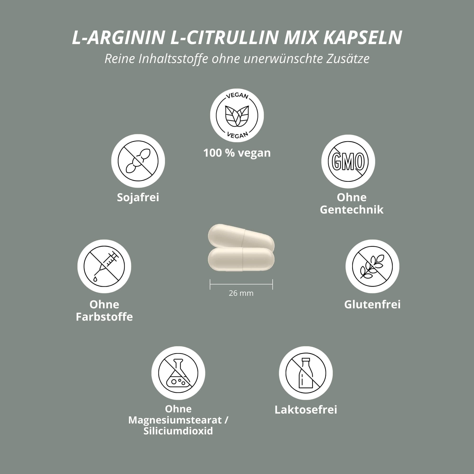 nutri+ L-Arginin L-Citrullin hochdosiert Kapseln