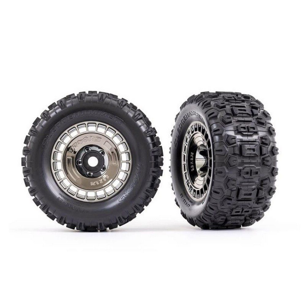 Modellbausatz Sledgehammer Reifen auf 3.8 Felge schwarz chrom (2) TRX-9572T